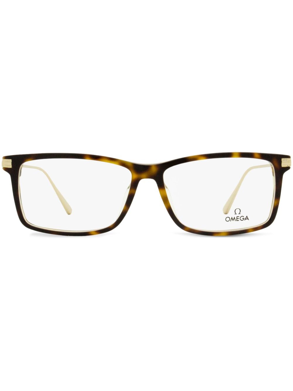 OMEGA EYEWEAR rectangle-frame glasses - Brown von OMEGA EYEWEAR