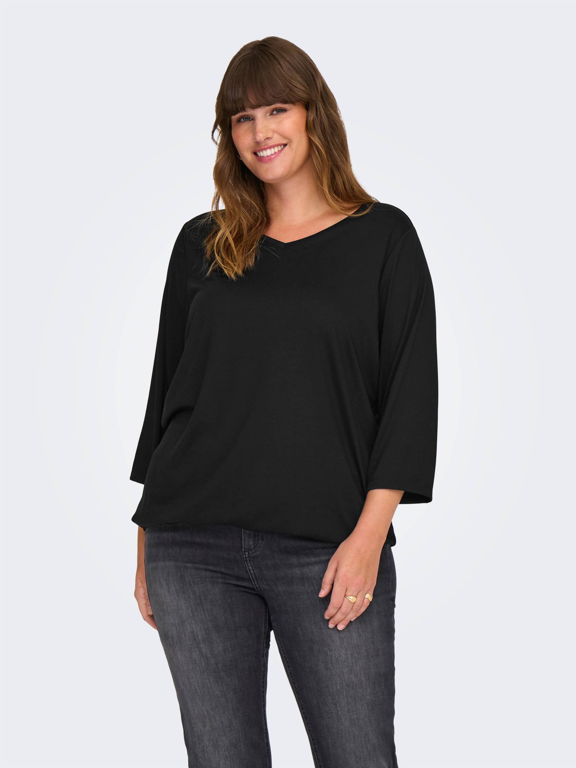 ONLY CARMAKOMA 3/4-Arm-Shirt »CARCARLINNE V-NECK 3/4 TOP JRS BF« von ONLY CARMAKOMA