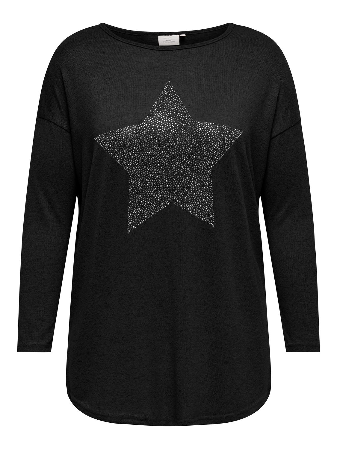 ONLY CARMAKOMA Langarmshirt »CARMALBA LS LONG TOP JRS«, mit Glitzernieten von ONLY CARMAKOMA