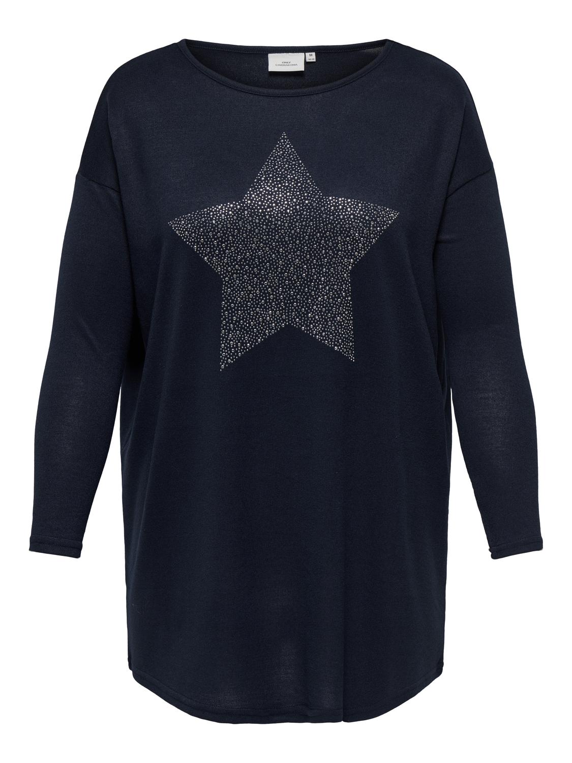 ONLY CARMAKOMA Langarmshirt »CARMALBA LS LONG TOP JRS«, mit Glitzernieten von ONLY CARMAKOMA