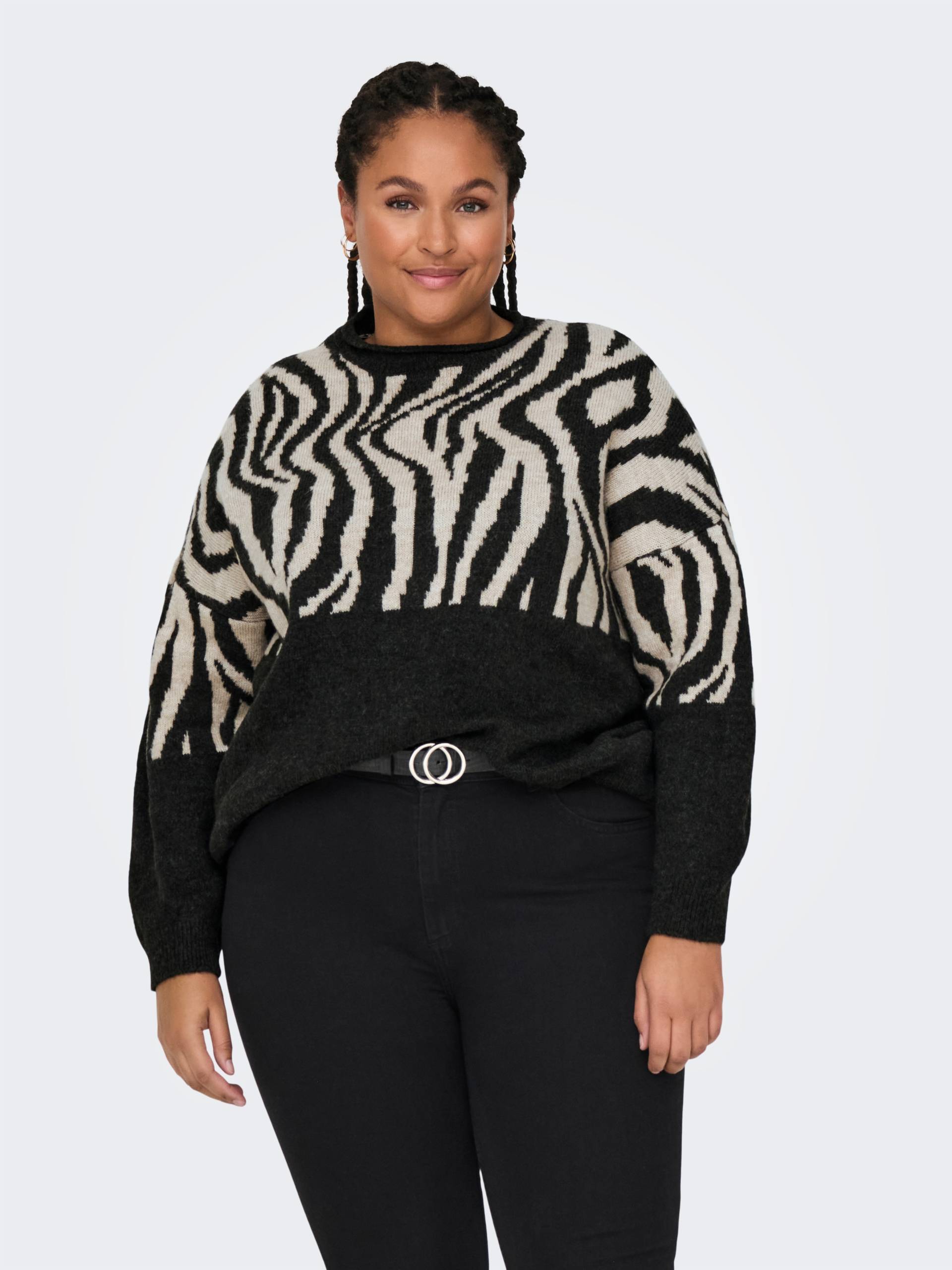 ONLY CARMAKOMA Rundhalspullover »CARJADE ZEBRA L/S O-NECK KNT« von ONLY CARMAKOMA