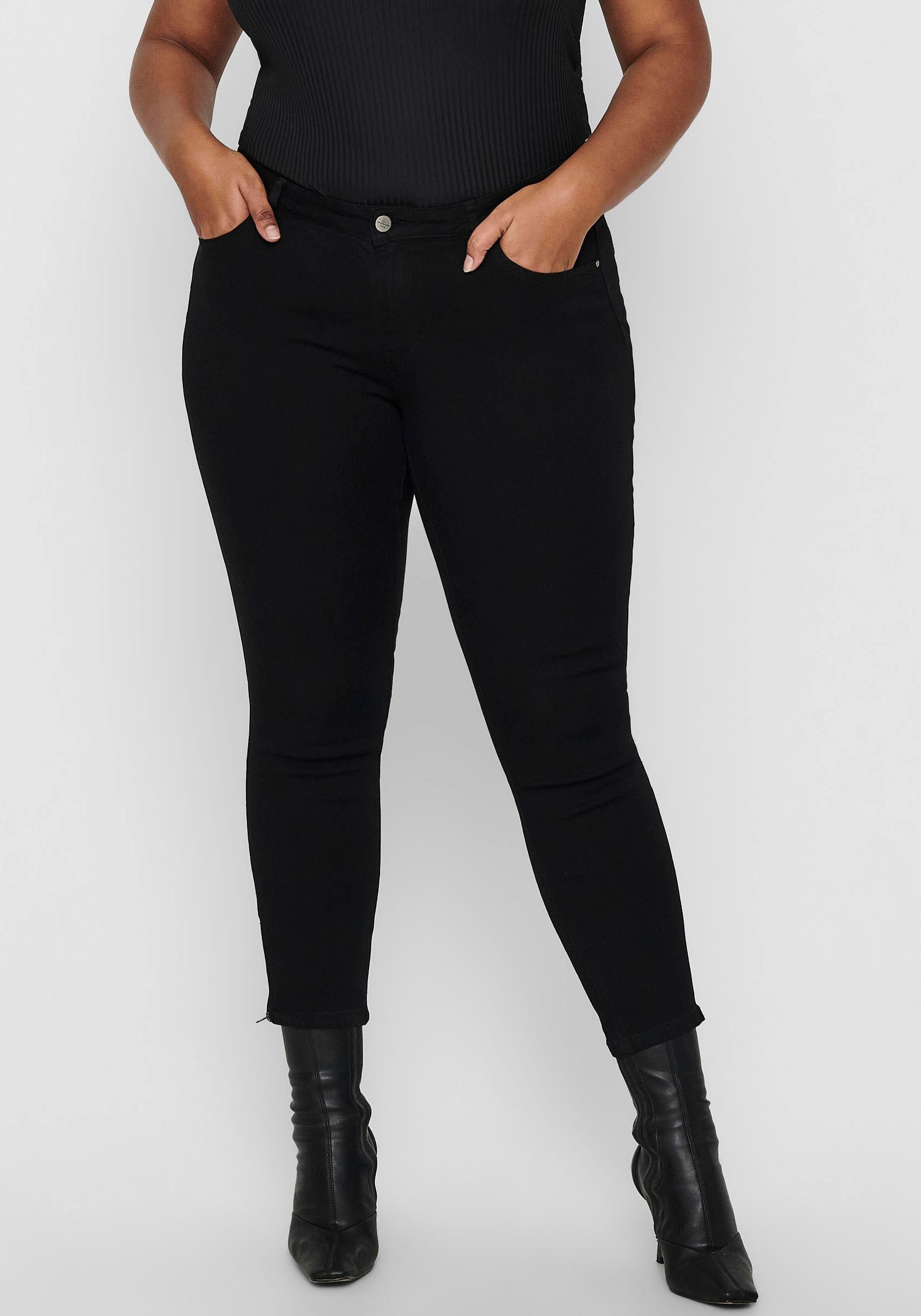 ONLY CARMAKOMA Skinny-fit-Jeans »CARKARLA REG SK ANKLE ZIP JNS«, mit Reissverschluss am Beinabschluss ONLY CARMAKOMA Skinny-fit-Jeans »CARKARLA REG SK ANKLE ZIP JNS«, mit Reissverschluss am Beinabschluss von ONLY CARMAKOMA