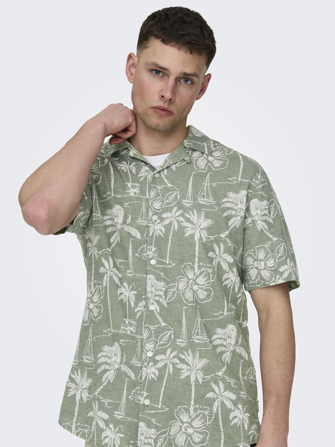 ONLY & SONS Hawaiihemd »ONSCAIDEN SS RESORT AOP LINEN SHIRT NOOS« von ONLY & SONS