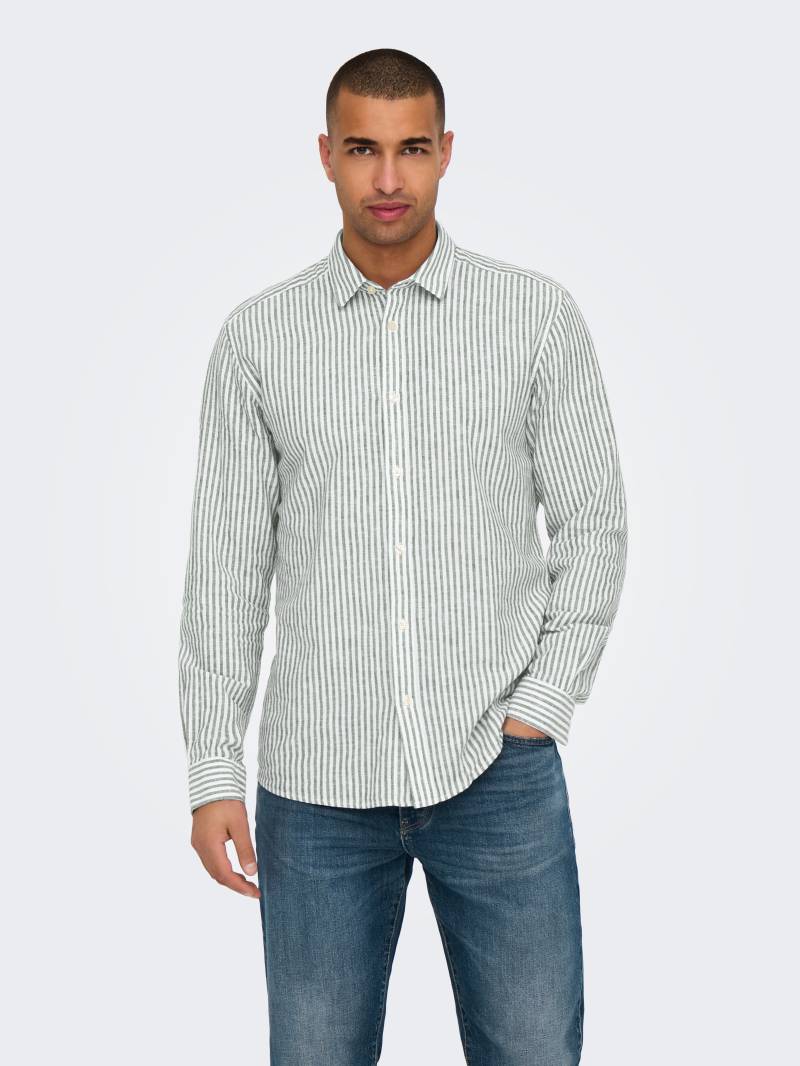ONLY & SONS Kurzarmhemd »ONSCAIDEN LS STRIPE LINEN SHIRT 660 NOOS« von ONLY & SONS