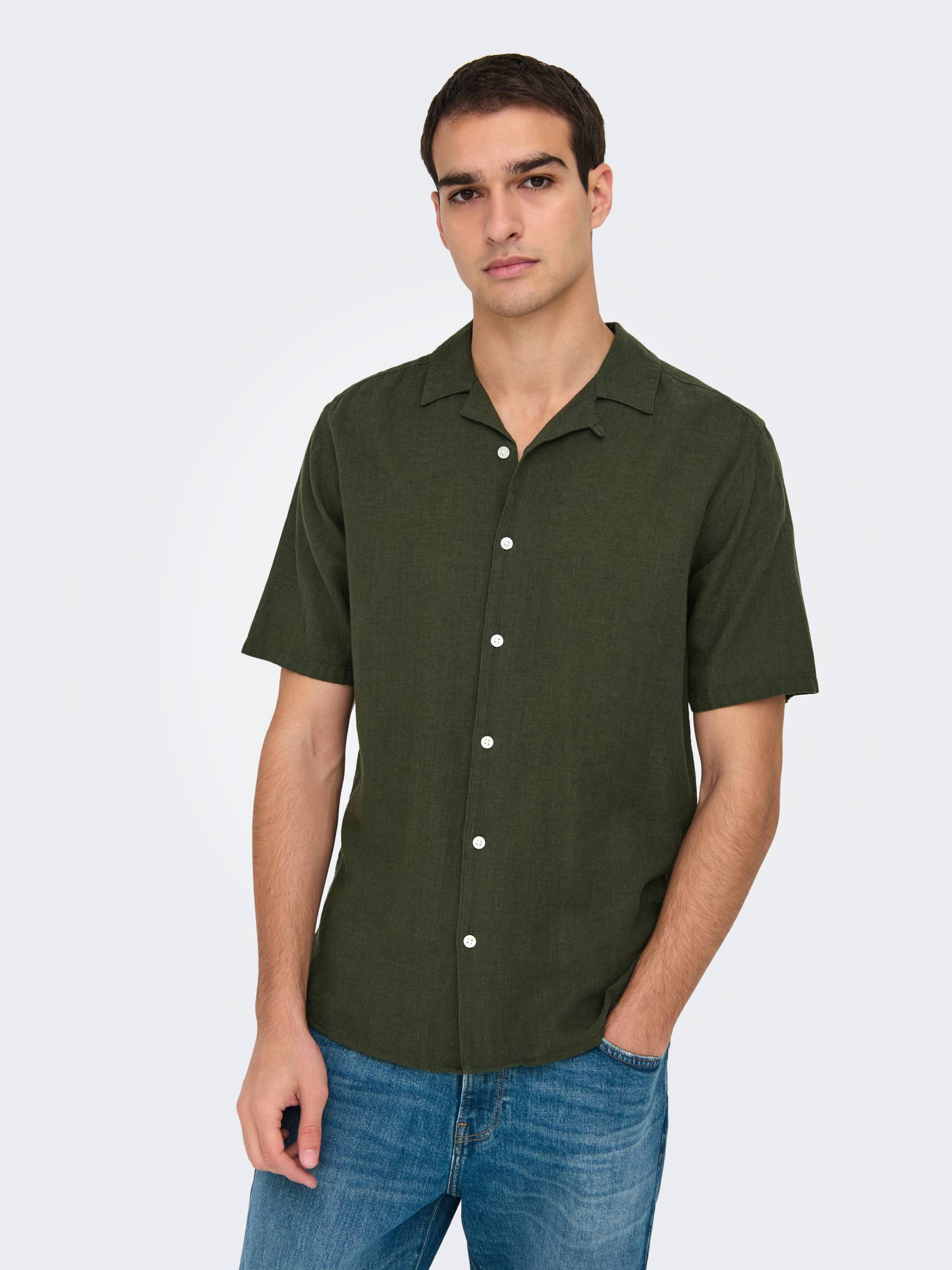 ONLY & SONS Kurzarmhemd »ONSCAIDEN SS SOLID RESORT LINEN NOOS« von ONLY & SONS