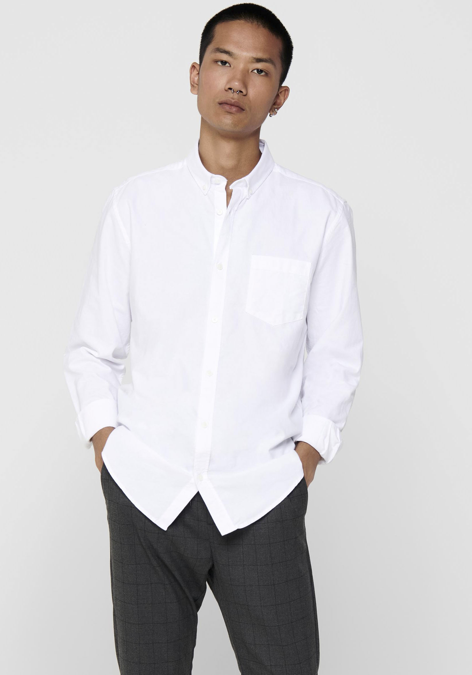 ONLY & SONS Langarmhemd »ONSALVARO SLIM LS OXFORD SHIRT NOOS« von ONLY & SONS