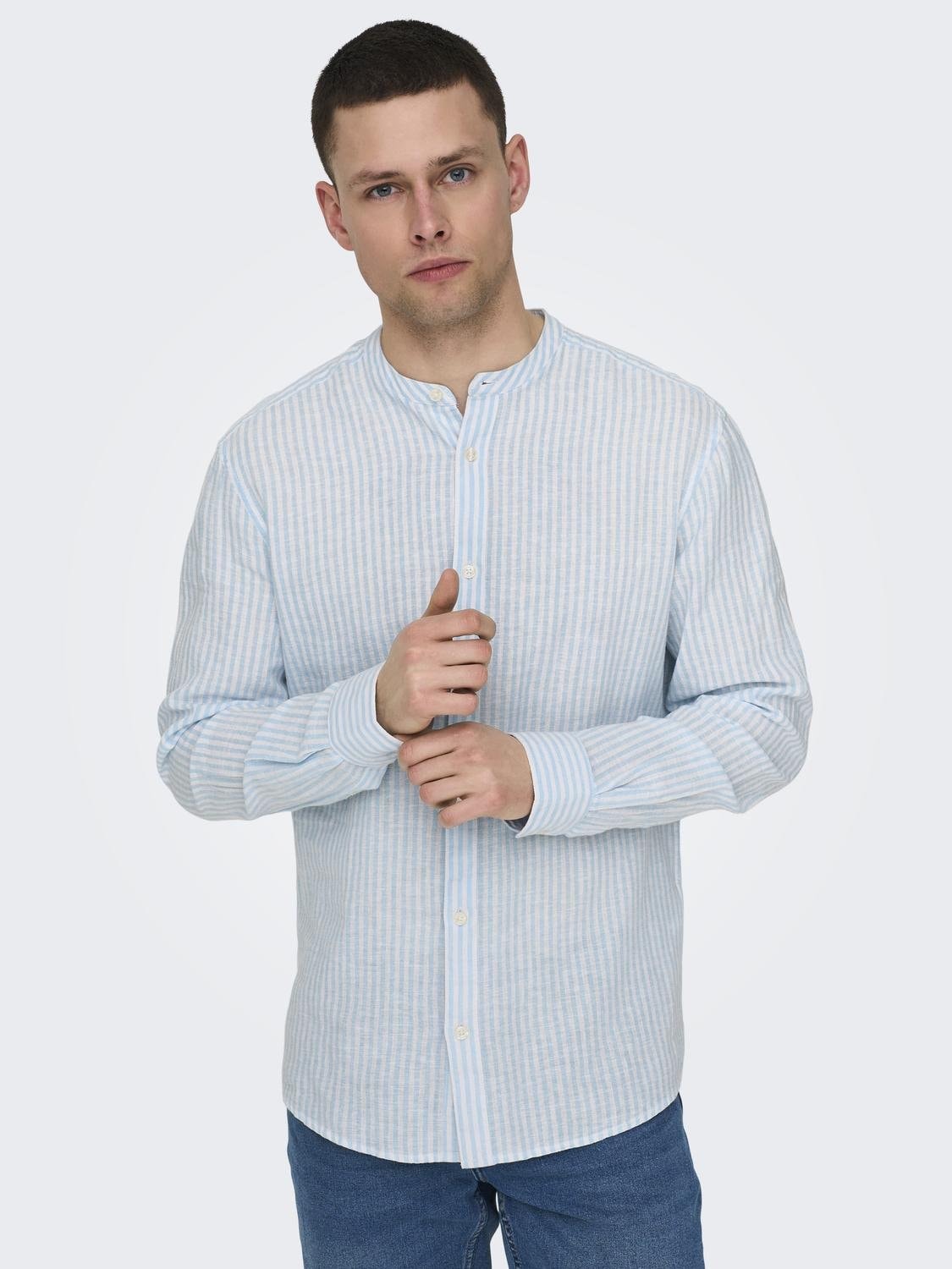 ONLY & SONS Langarmhemd »ONSCAIDEN LS MAO STRIPE LINEN SHIRT NOOS« ONLY & SONS Langarmhemd »ONSCAIDEN LS MAO STRIPE LINEN SHIRT NOOS« von ONLY & SONS