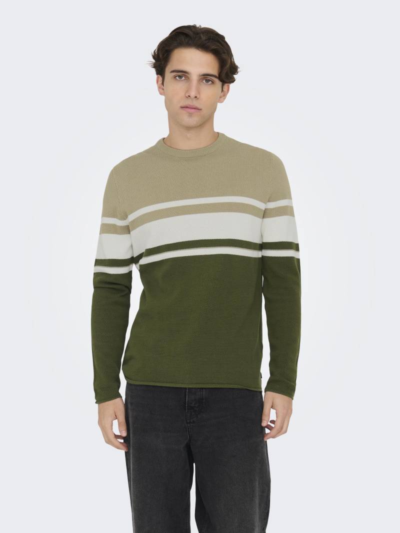 ONLY & SONS Rundhalspullover »ONSNIGUEL REG 12 BLOCK CREW KNIT« von ONLY & SONS