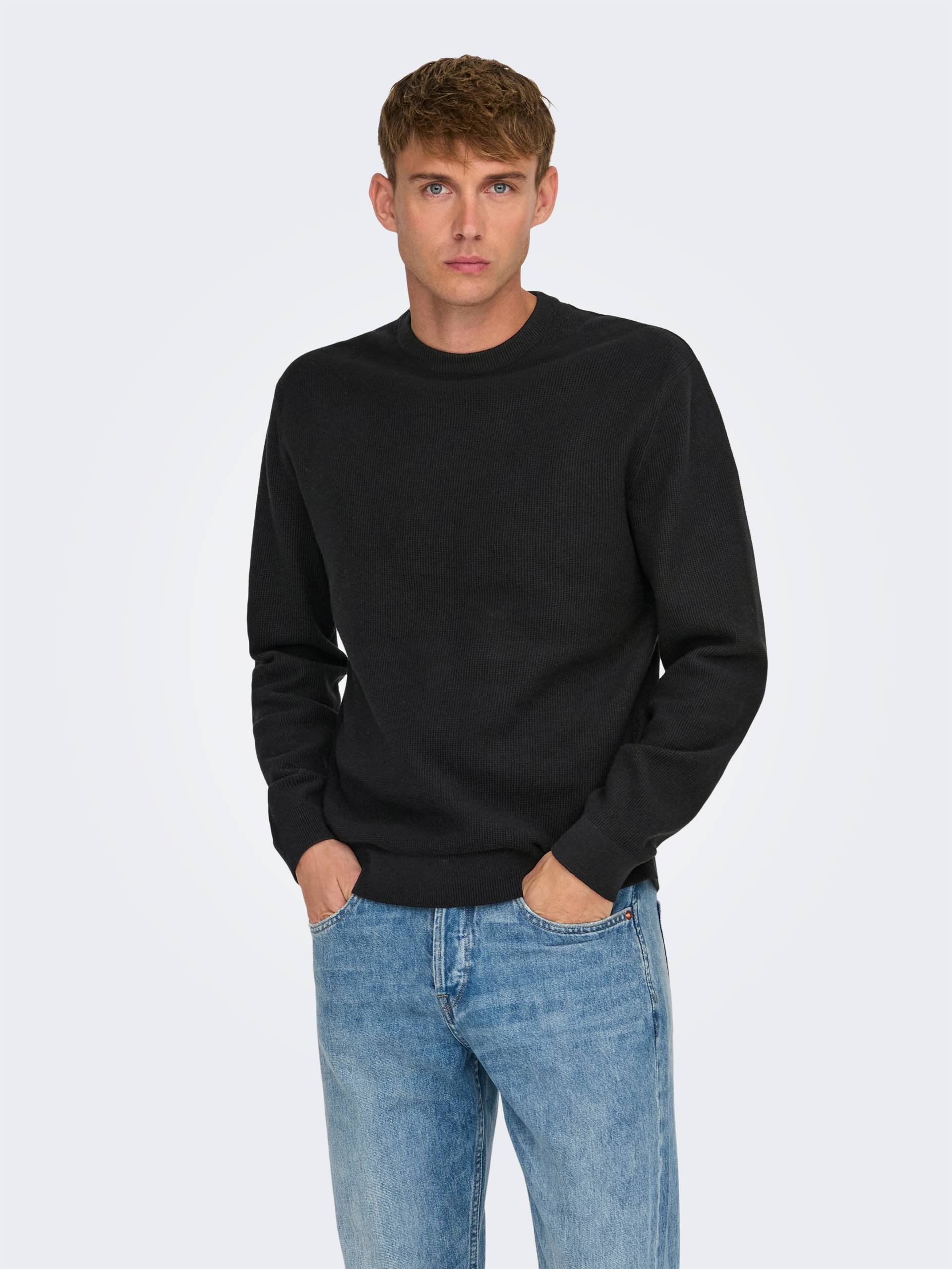 ONLY & SONS Rundhalspullover »ONSTONY DS 12 LS WAFFLE CREW KNIT« von ONLY & SONS