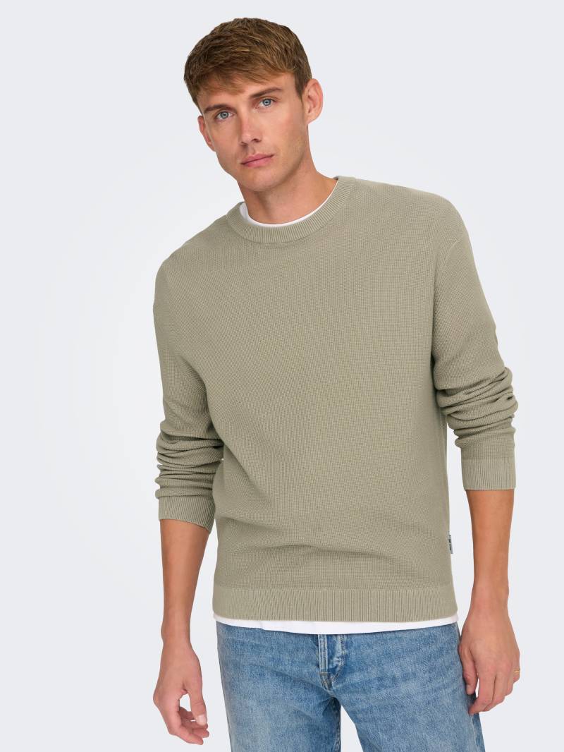 ONLY & SONS Rundhalspullover »ONSTONY DS 12 LS WAFFLE CREW KNIT« von ONLY & SONS