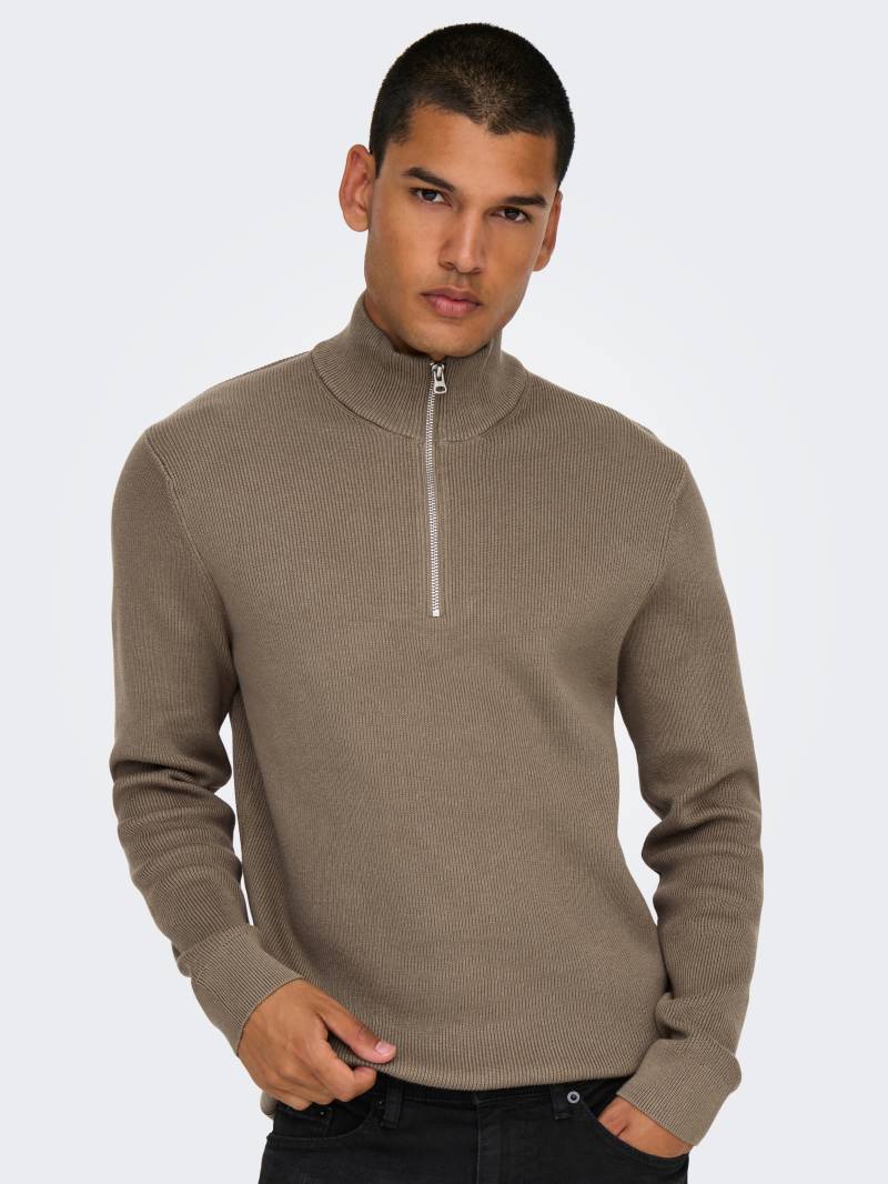 ONLY & SONS Strickpullover »ONSPHIL REG 12 STRUC HALF ZIP KNIT NOOS« von ONLY & SONS