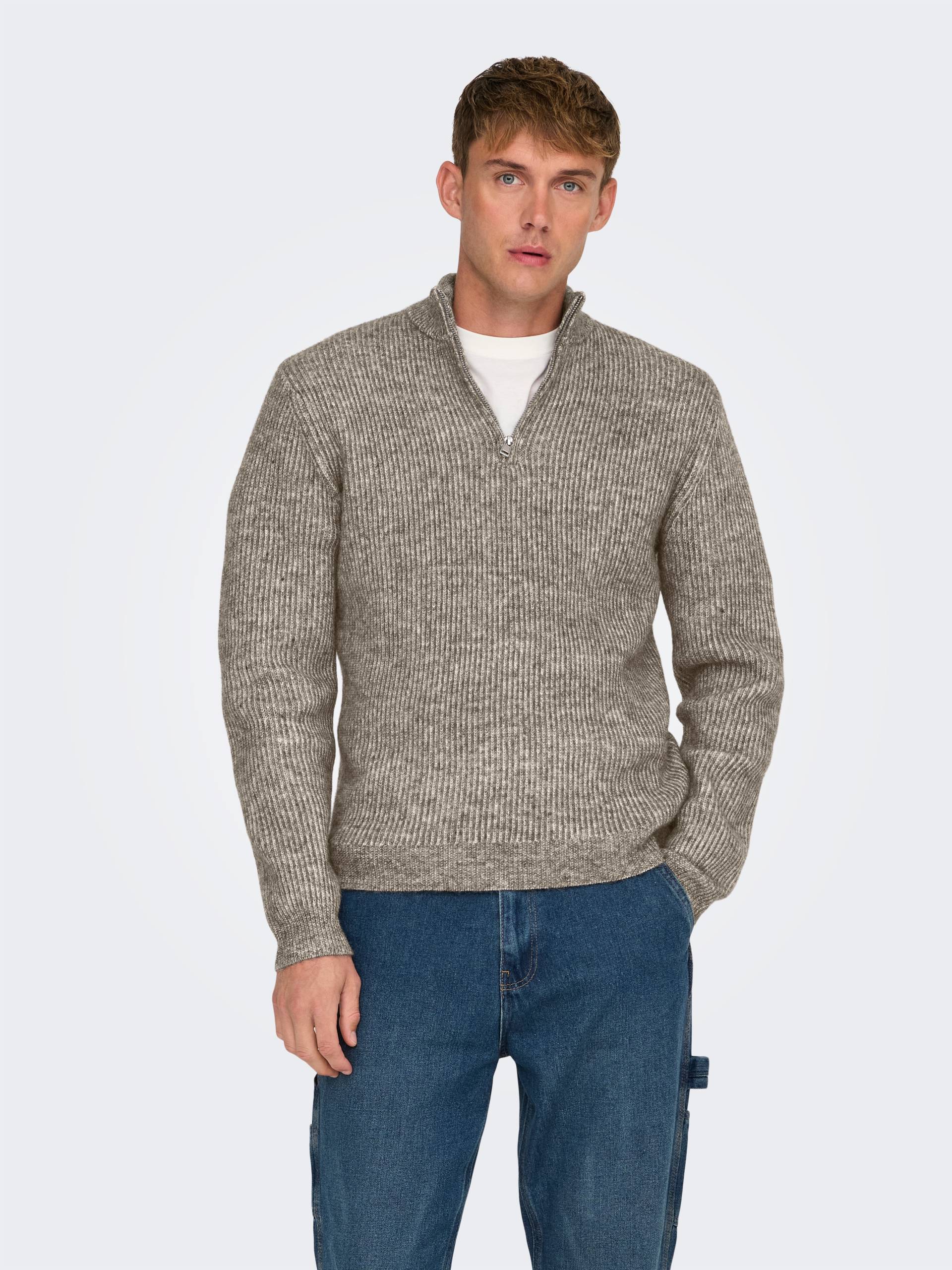 ONLY & SONS Troyer »ONSTEGAN REG 5 WOOL HALF ZIP KNIT BF« von ONLY & SONS