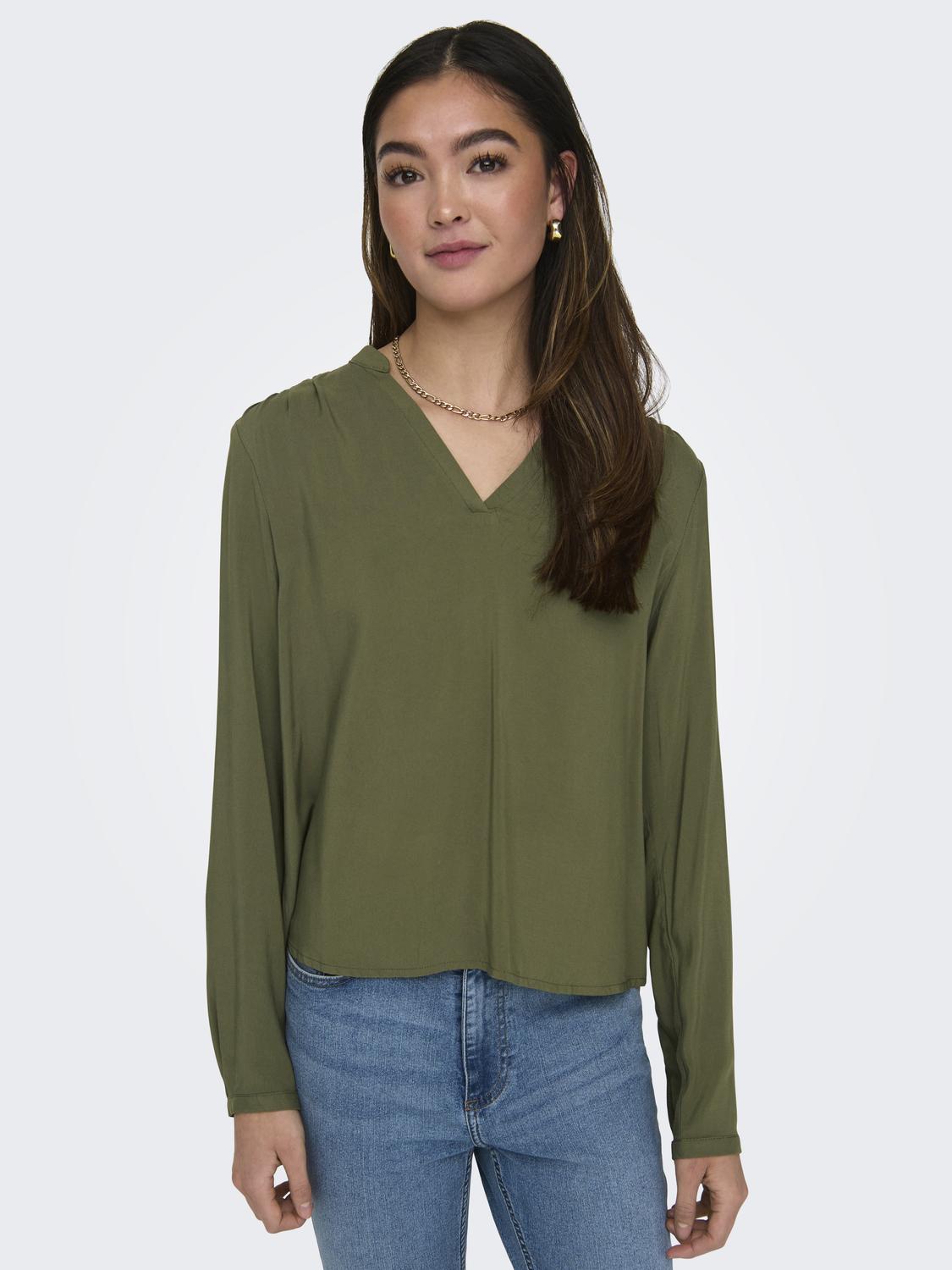 ONLY Blusenshirt »ONLNOVA LIFE VIS L/S JOSIE TOP SOLID« von ONLY