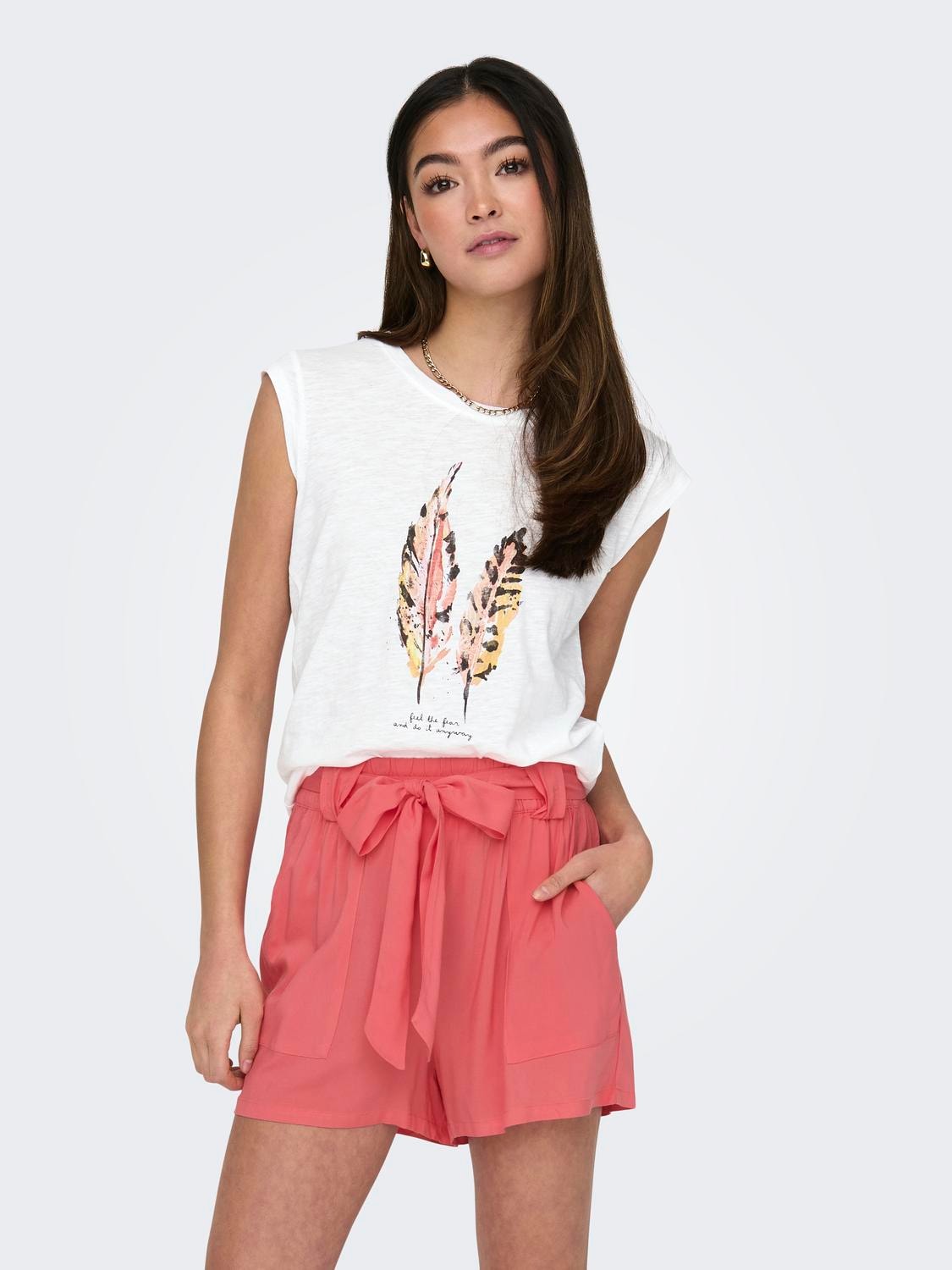 ONLY Kurzarmshirt »FEEL/FEATHERS TOP BOX CS JRS« von ONLY