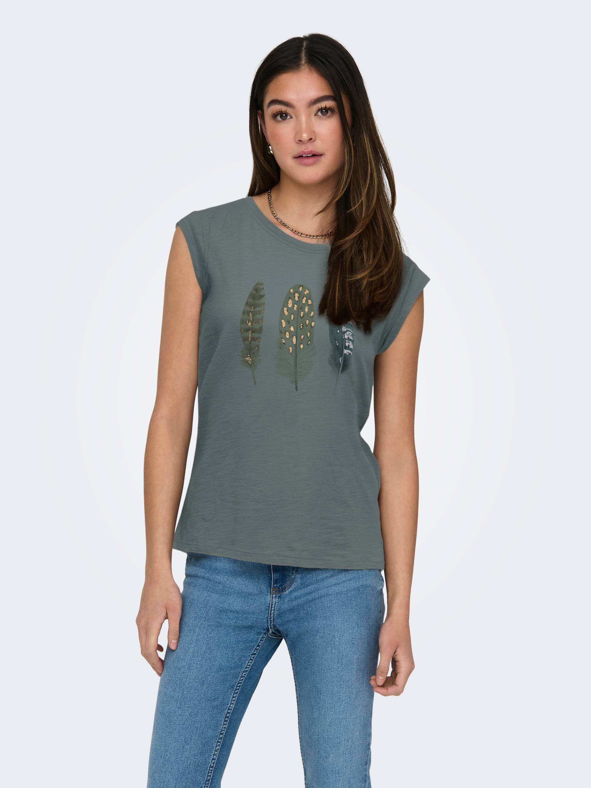 ONLY Kurzarmshirt »FEEL/FEATHERS TOP BOX CS JRS« von ONLY