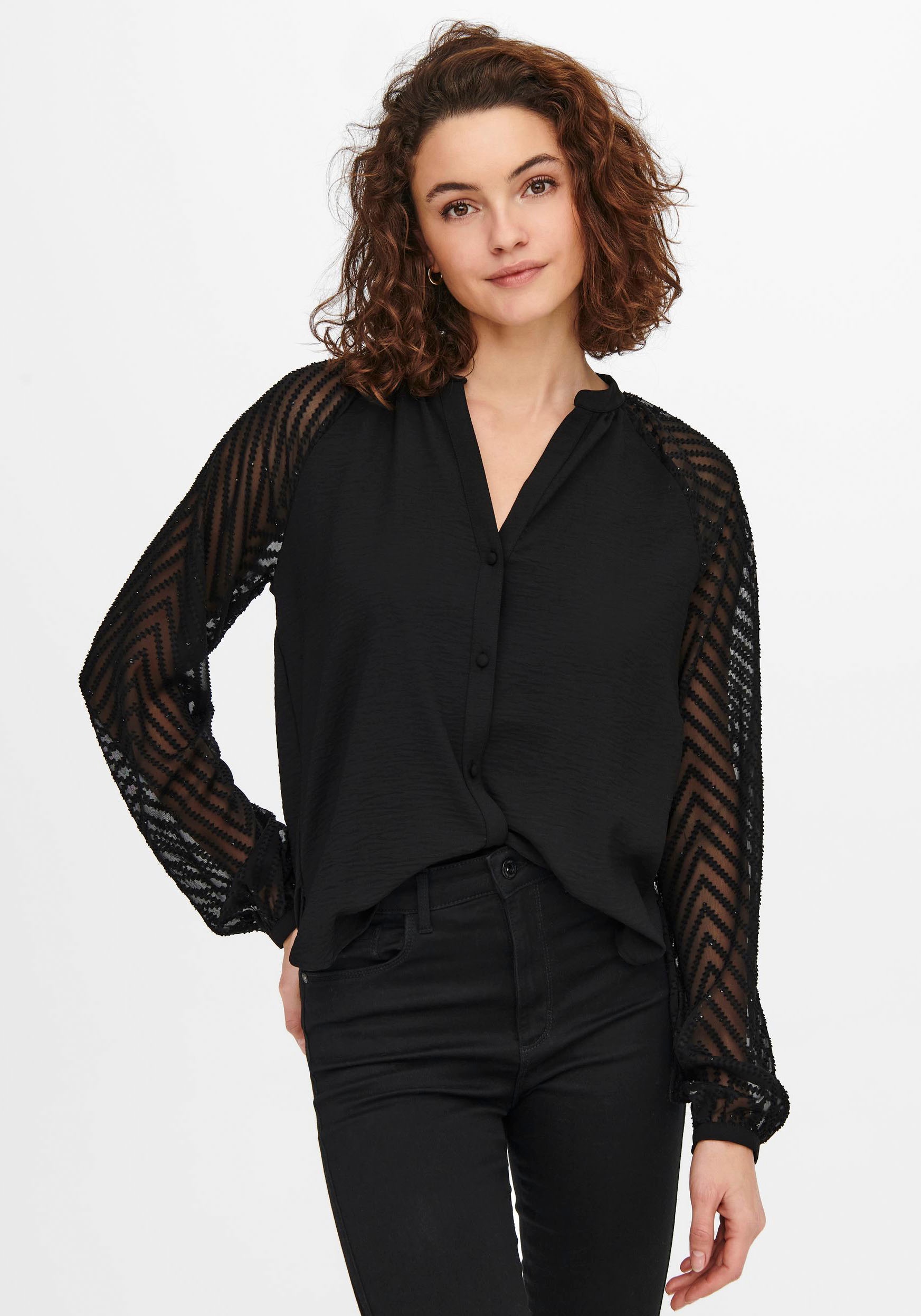 ONLY Langarmbluse »ONLLISA L/S BUTTON TOP WVN« von ONLY