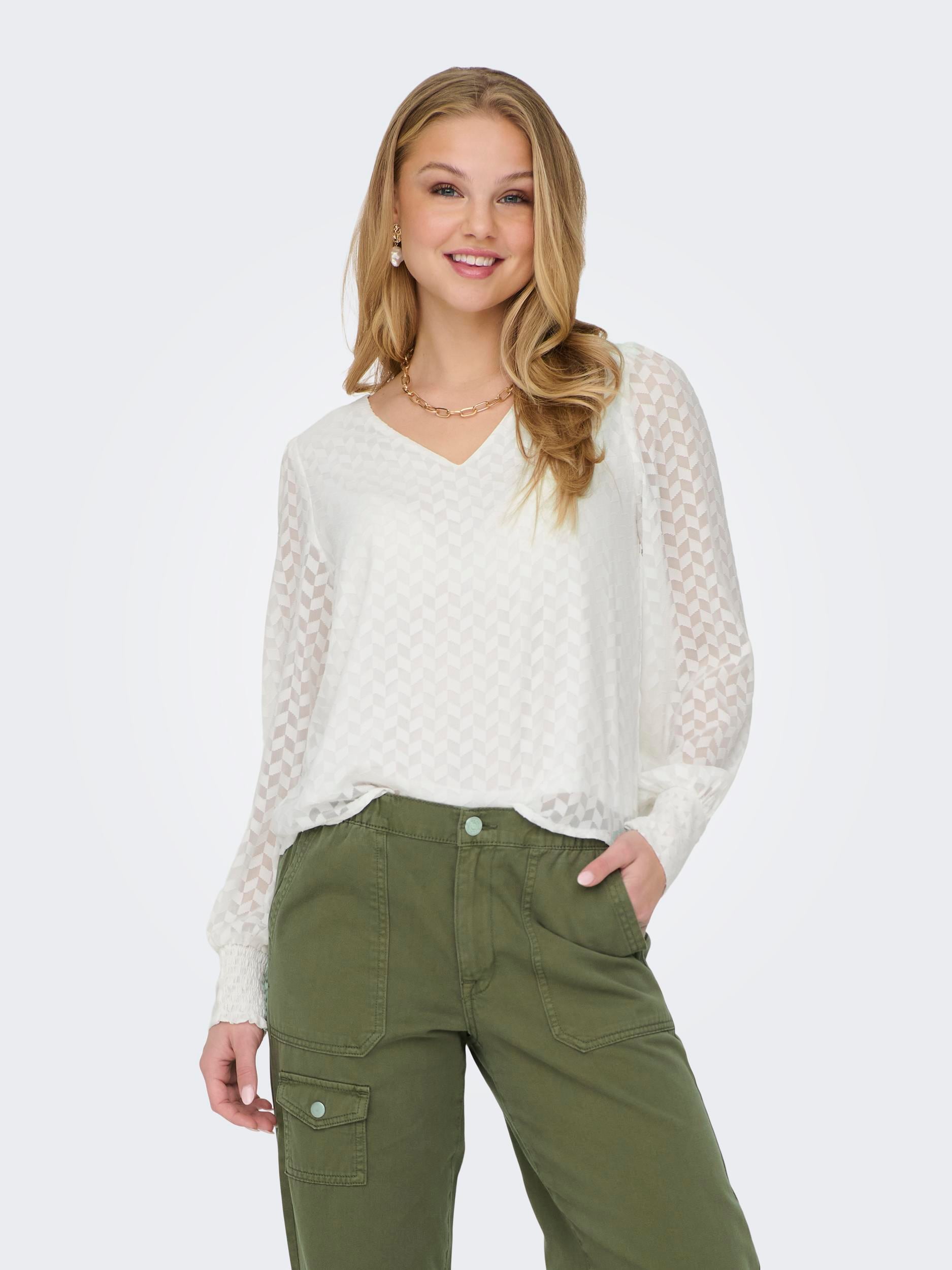 ONLY Blusenshirt »ONLEMMERY LS V-NECK TOP WVN« von ONLY