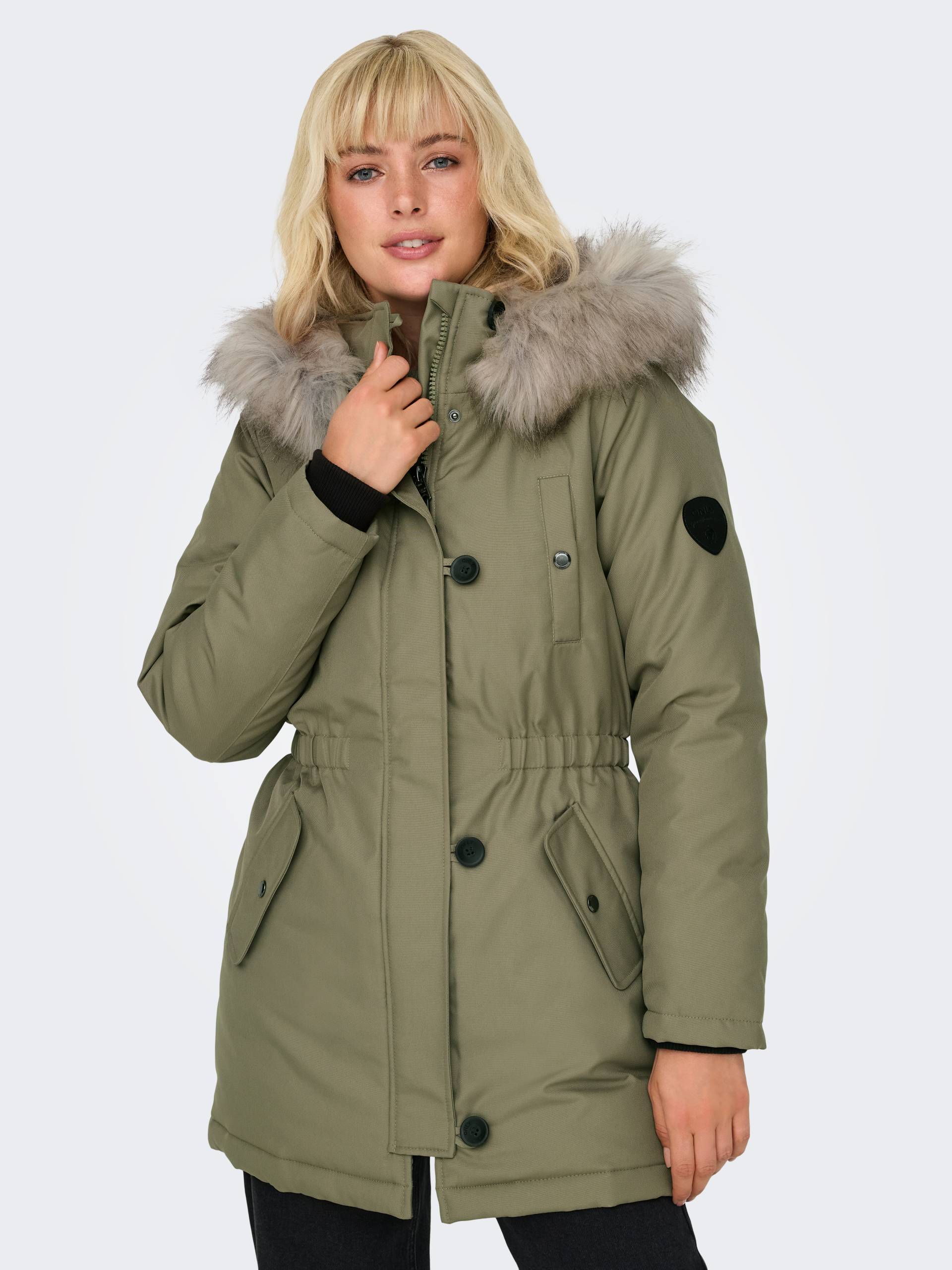 ONLY Parka »ONLIRIS FUR WINTER PARKA LIFE CC OTW«, mit Kapuze, mit verdeckter Knopfleiste von ONLY