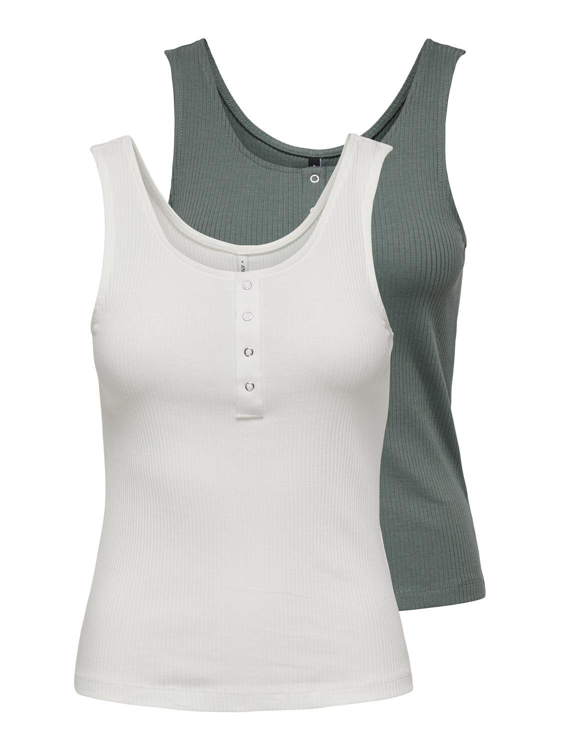 ONLY Ripptanktop »ONLSIMPLE LIFE S/L BUTTON TOP JRS CS 2PK«, (Packung, 2 tlg.) von ONLY