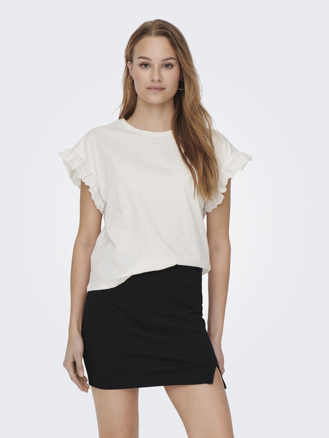 ONLY Rundhalsshirt »ONLIRIS S/S EMB TOP JRS NOOS« von ONLY