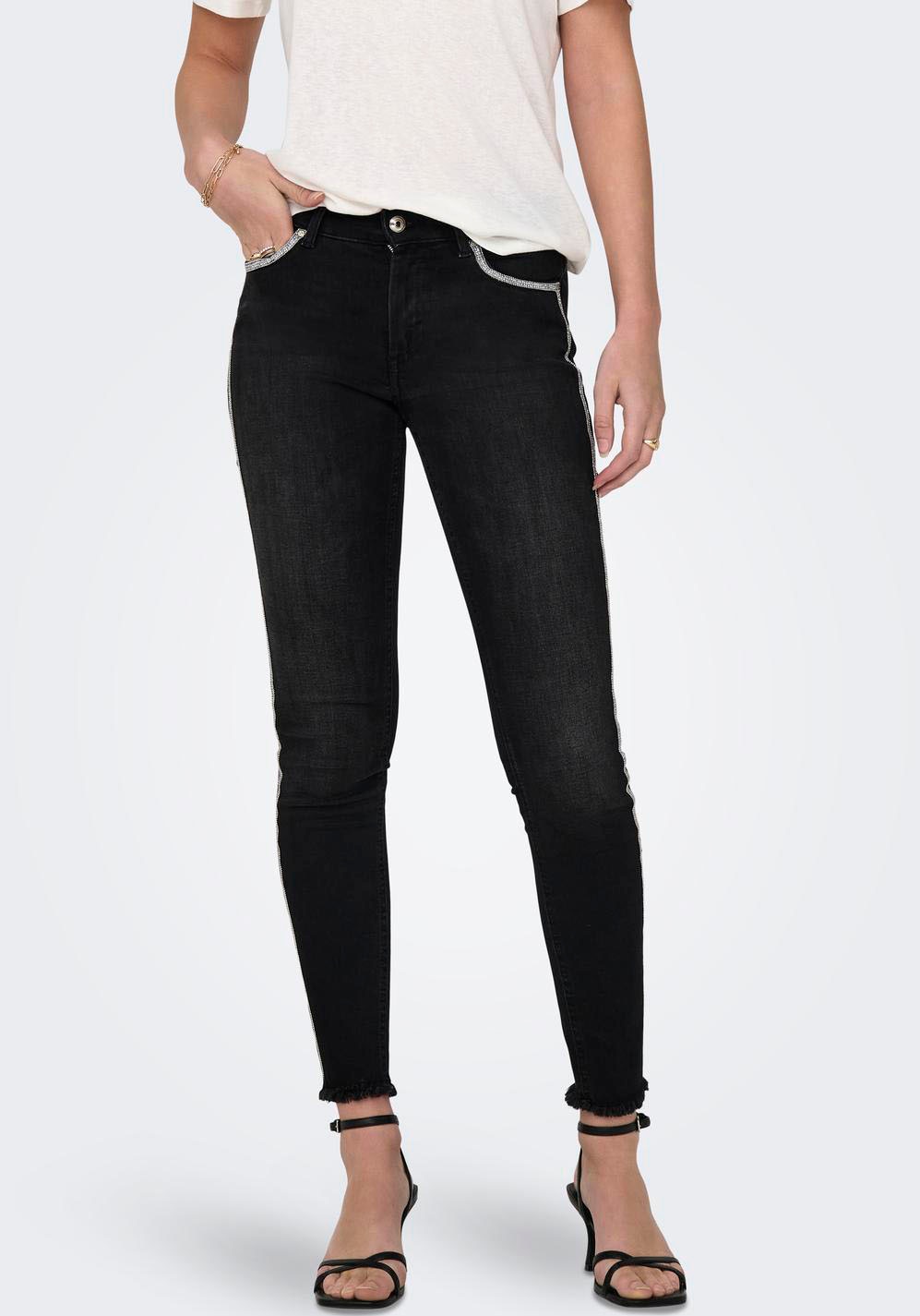 ONLY Skinny-fit-Jeans »ONLBLUSH MW SKINNY DECO ANK RW REA0918« von ONLY