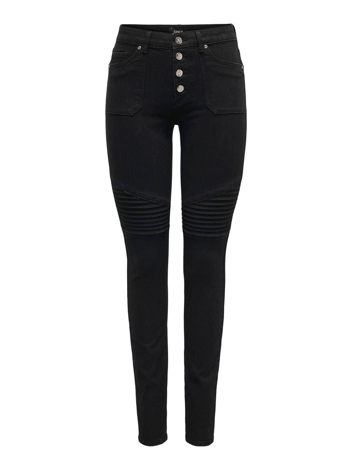 ONLY Skinny-fit-Jeans »ONLHUSH MID WAIST SK POC BIKER PIM DNM«, mit Biker Details von ONLY