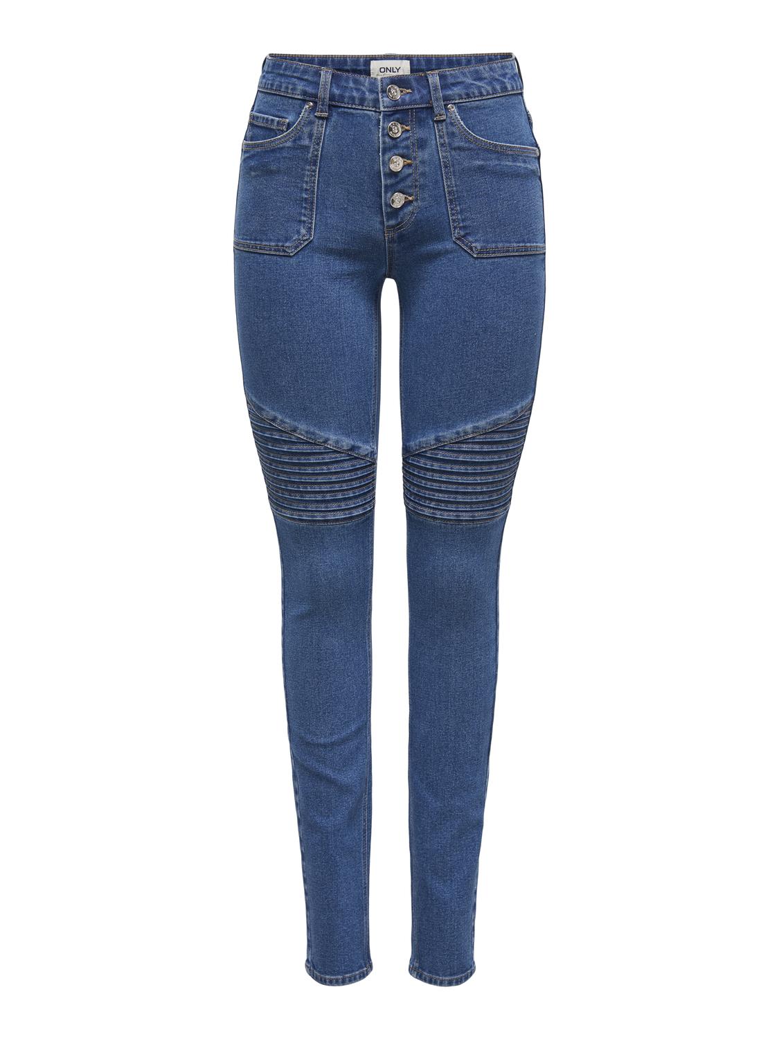 ONLY Skinny-fit-Jeans »ONLHUSH MID WAIST SK POC BIKER PIM DNM«, mit Biker Details von ONLY