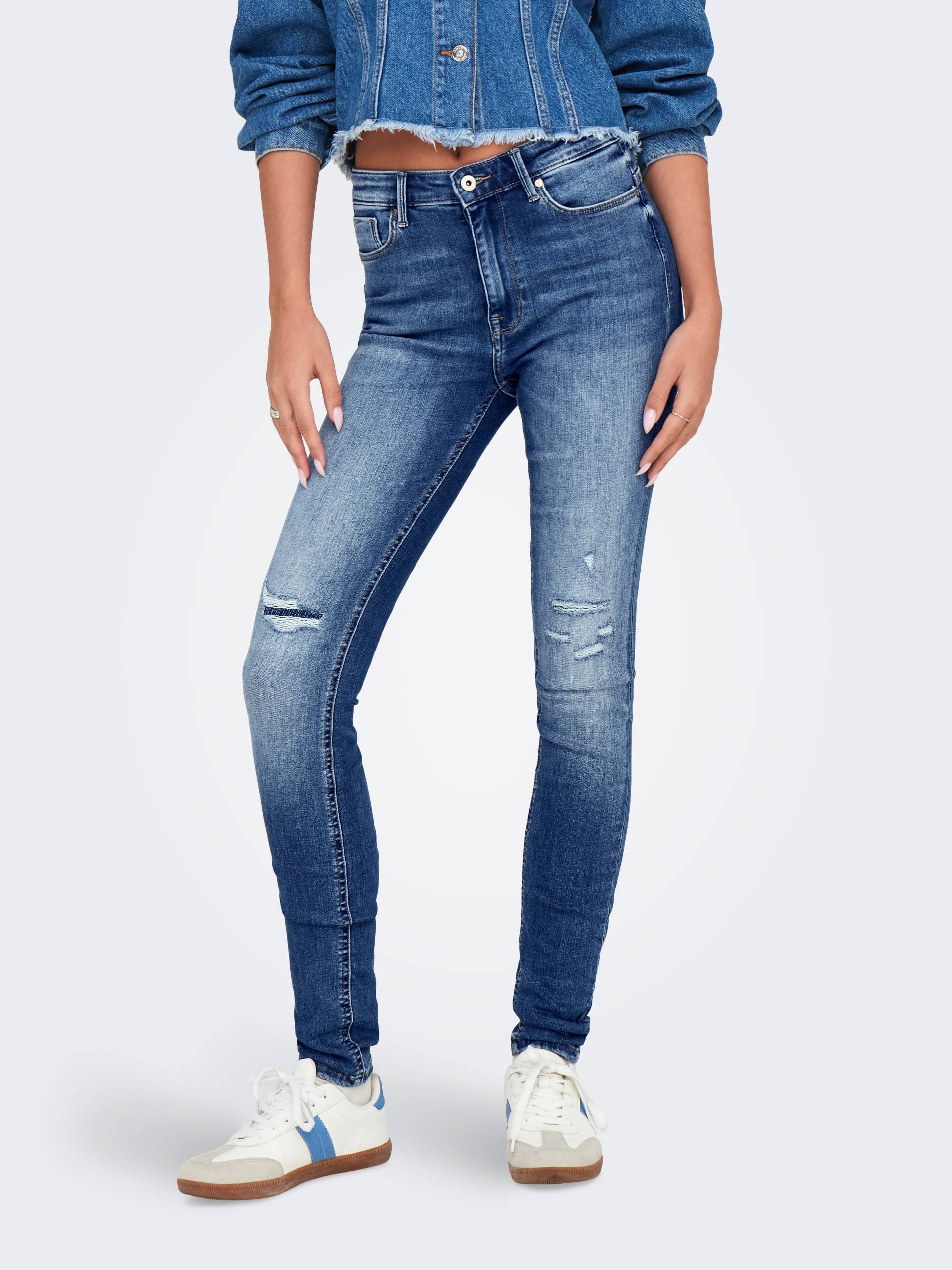 ONLY Skinny-fit-Jeans »ONLPAOLA HW SK REP DNM GEN X«, mit Destroyed Effekt ONLY Skinny-fit-Jeans »ONLPAOLA HW SK REP DNM GEN X«, mit Destroyed Effekt von ONLY