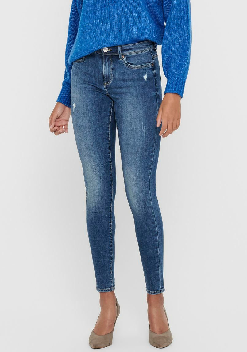 ONLY Skinny-fit-Jeans »ONLWAUW MID SKINNY BJ114-3 NOOS«, mit leichten Destroyed Effekten von ONLY