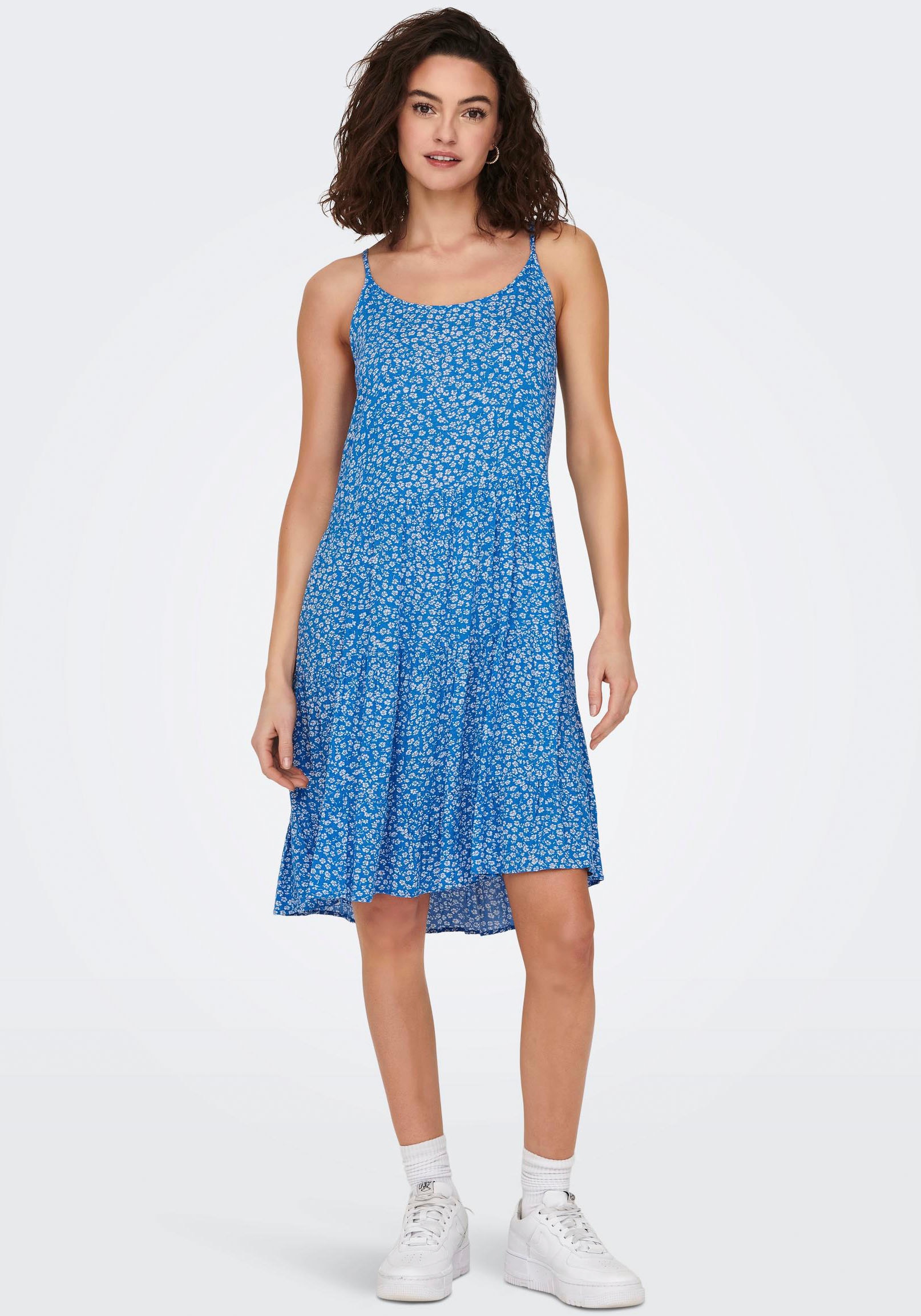 ONLY Spaghettikleid »ONLMAJ LIFE S/L AOP SHORT DRESS WVN NOOS«, mit Volant ONLY Spaghettikleid »ONLMAJ LIFE S/L AOP SHORT DRESS WVN NOOS«, mit Volant von ONLY