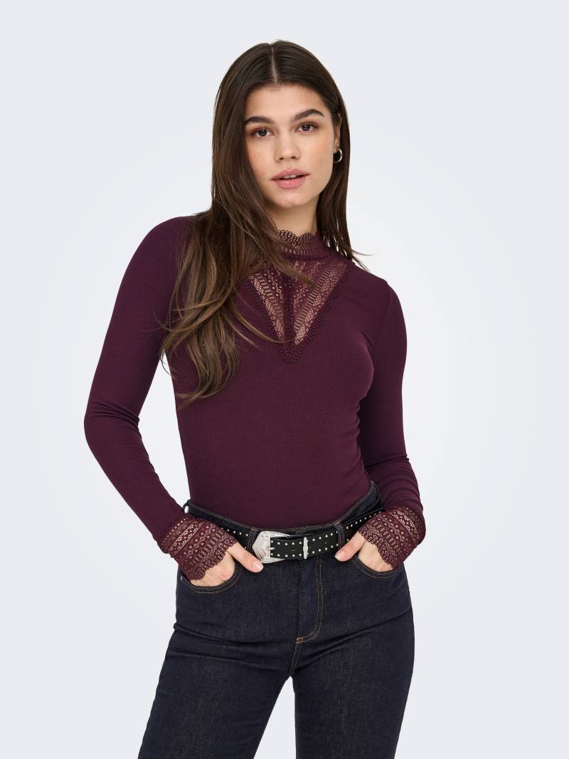 ONLY Spitzenshirt »ONLTILDE L/S HIGH NECK LACE TOP JRS« von ONLY