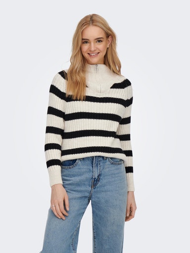 ONLY Stehkragenpullover »ONLLEISE FREYA LS ZIP HIGH NECK KNT NOOS«, mit Streifenmuster ONLY Stehkragenpullover »ONLLEISE FREYA LS ZIP HIGH NECK KNT NOOS«, mit Streifenmuster von ONLY