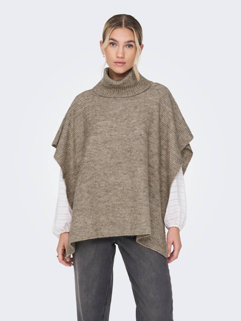 ONLY Strickponcho »ONLLOVISA LIFE KNIT PONCHO ACC«, in Rippstrick Optik mit Rollkragen von ONLY