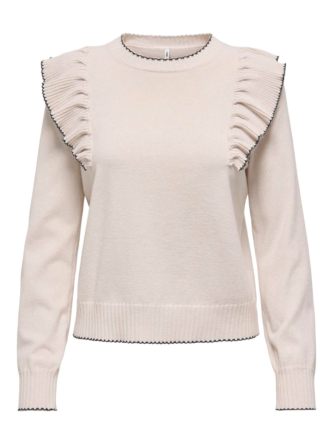 ONLY Strickpullover »ONLAMA LIFE LS O-NECK RUFFLE CC KNT« von ONLY