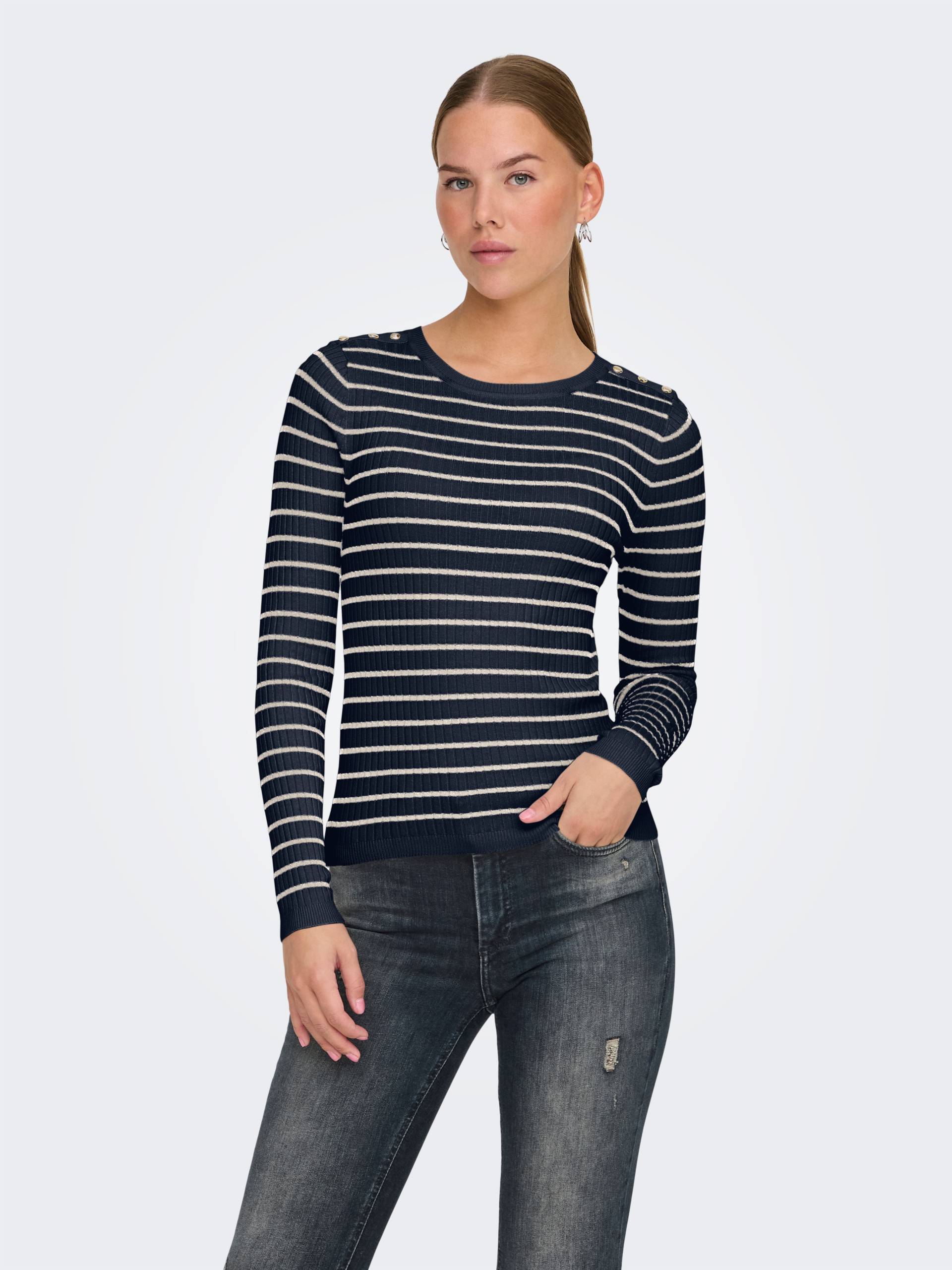 ONLY Strickpullover »ONLMILA LS STRIPE BUTTON O-NECK CC KNT« von ONLY