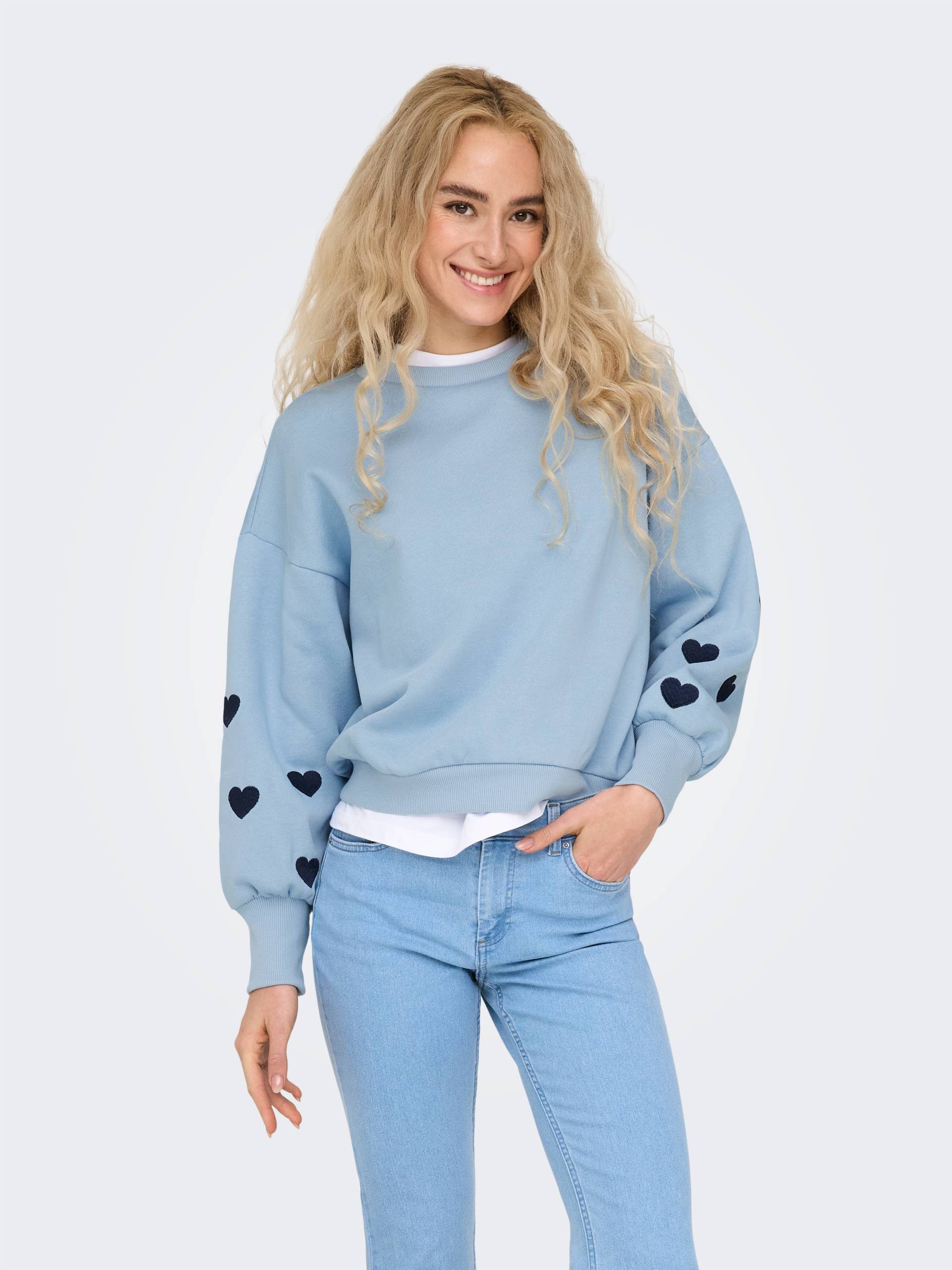 ONLY Sweatshirt »ONLBECCA L/S O-NECK SWT«, mit Stickerei von ONLY