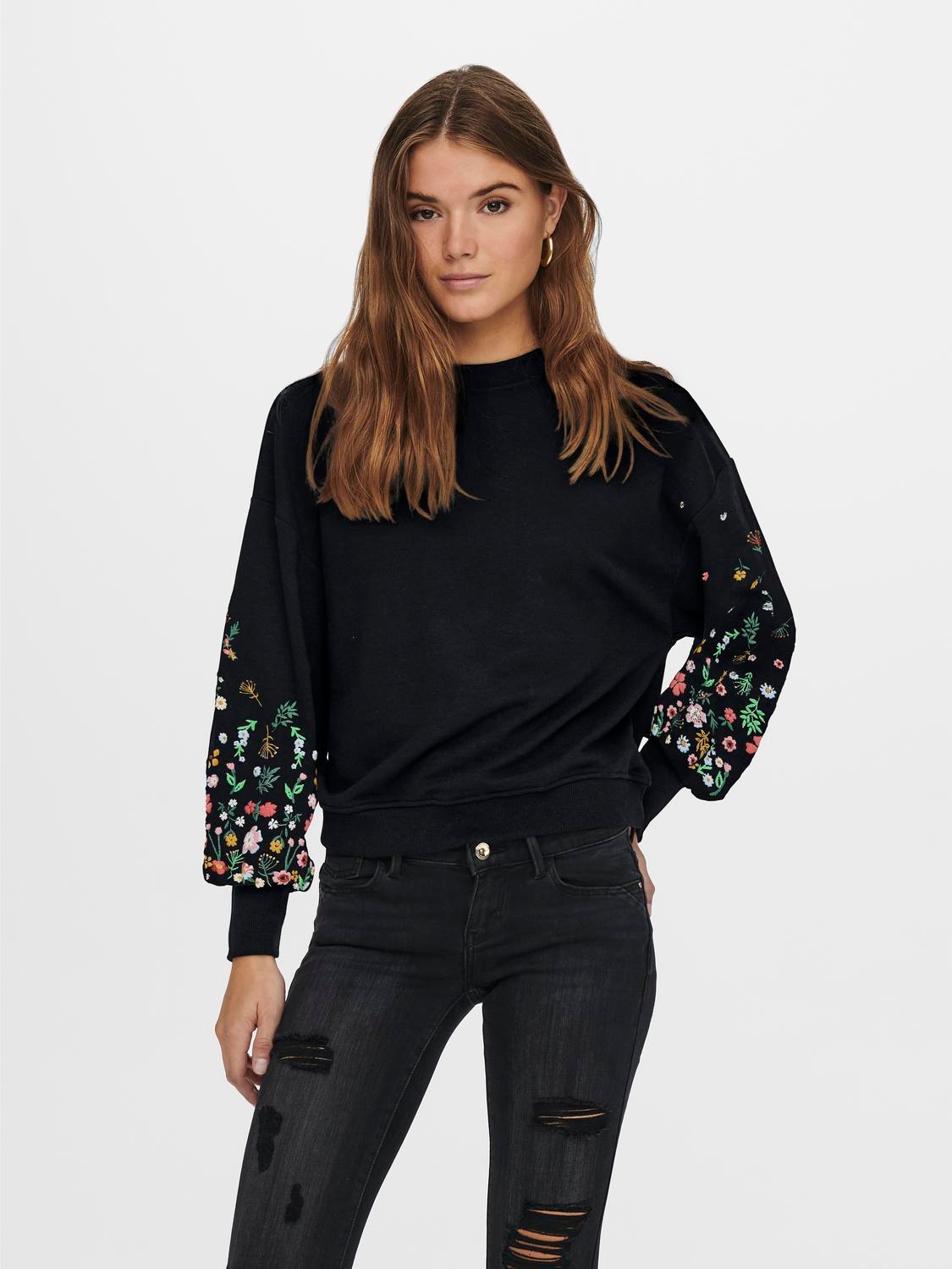 ONLY Sweatshirt »ONLBROOKE L/S O-NECK FLOWER SWT« von ONLY