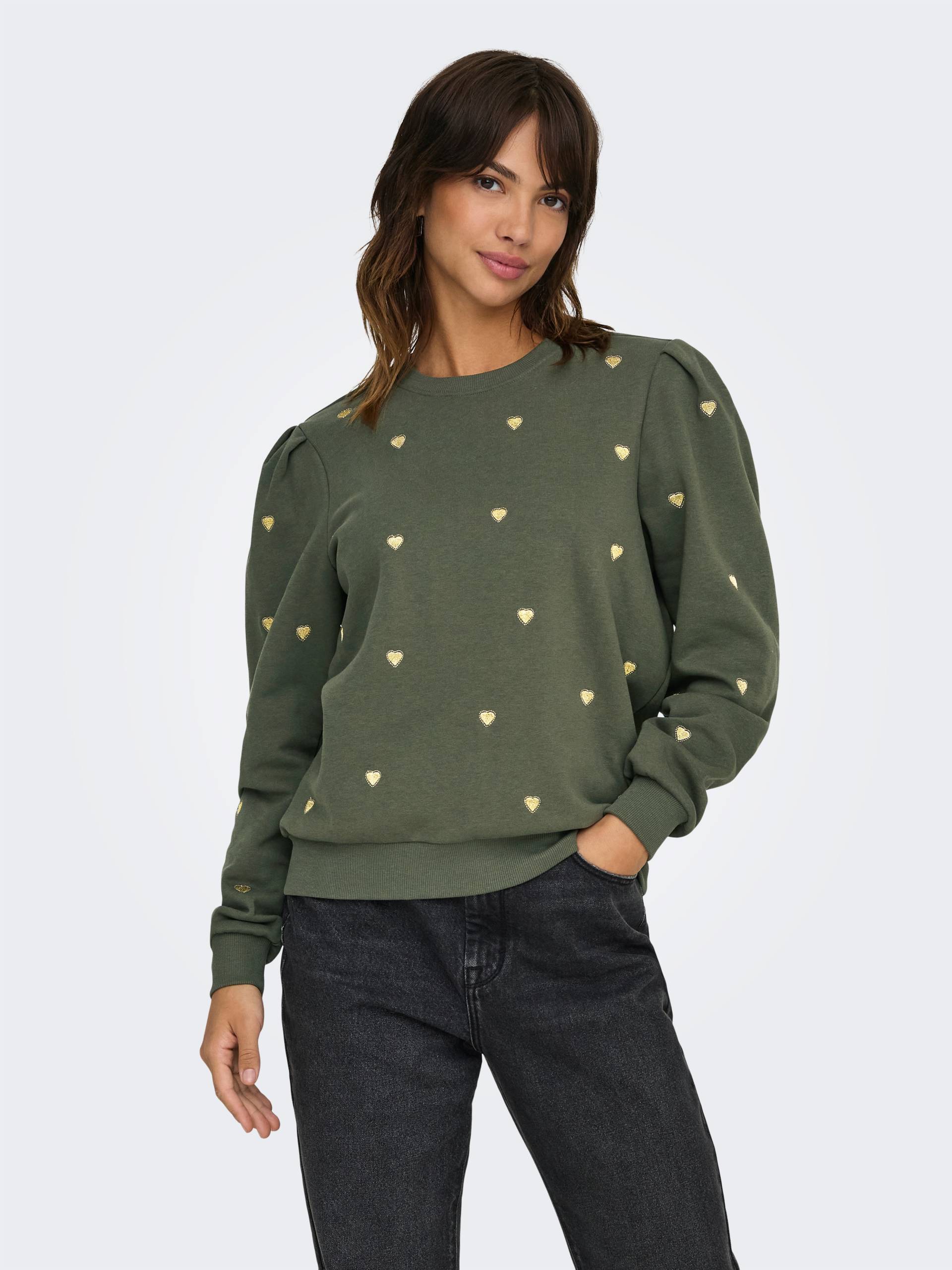 ONLY Sweatshirt »ONLCALLE L/S O-NECK BOX SWT«, mit Herz Applikation ONLY Sweatshirt »ONLCALLE L/S O-NECK BOX SWT«, mit Herz Applikation von ONLY