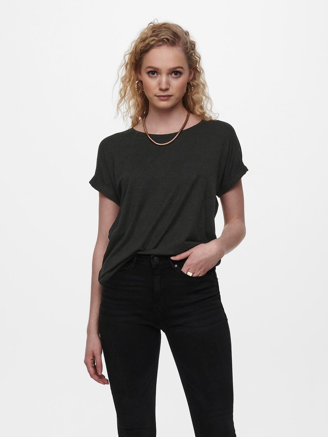 ONLY T-Shirt »ONLMOSTER S/S O-NECK TOP NOOS JRS«, mit Aufschlag am Arm von ONLY