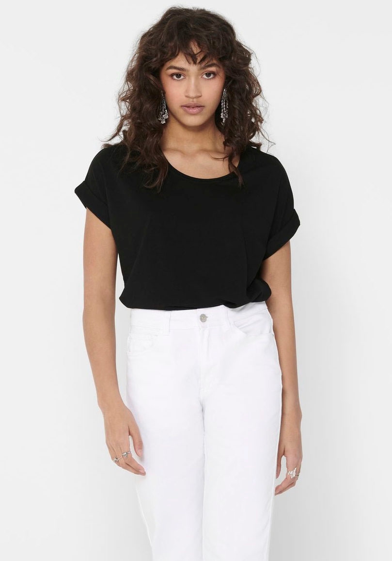 ONLY T-Shirt »ONLMOSTER S/S O-NECK TOP NOOS JRS«, mit Aufschlag am Arm ONLY T-Shirt »ONLMOSTER S/S O-NECK TOP NOOS JRS«, mit Aufschlag am Arm von ONLY
