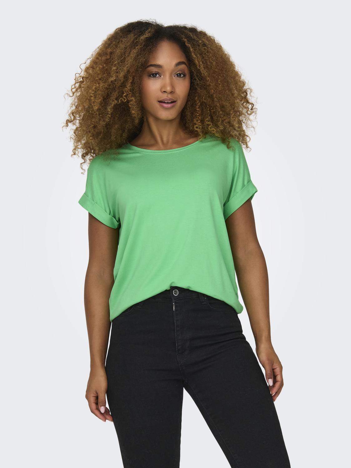 ONLY T-Shirt »ONLMOSTER S/S O-NECK TOP NOOS JRS«, mit Aufschlag am Arm von ONLY