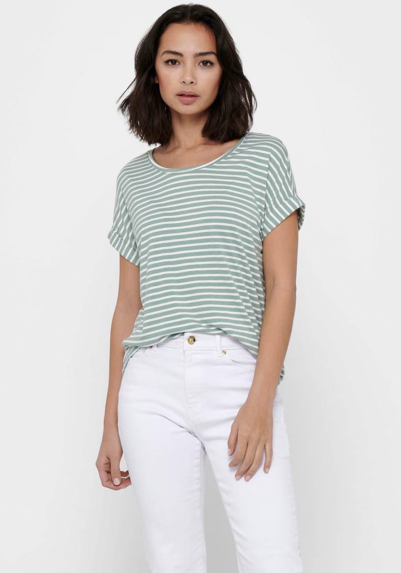 ONLY T-Shirt »ONLMOSTER STRIPE S/S O-NECK TOP JRS NOOS«, mit Aufschlag am Arm von ONLY