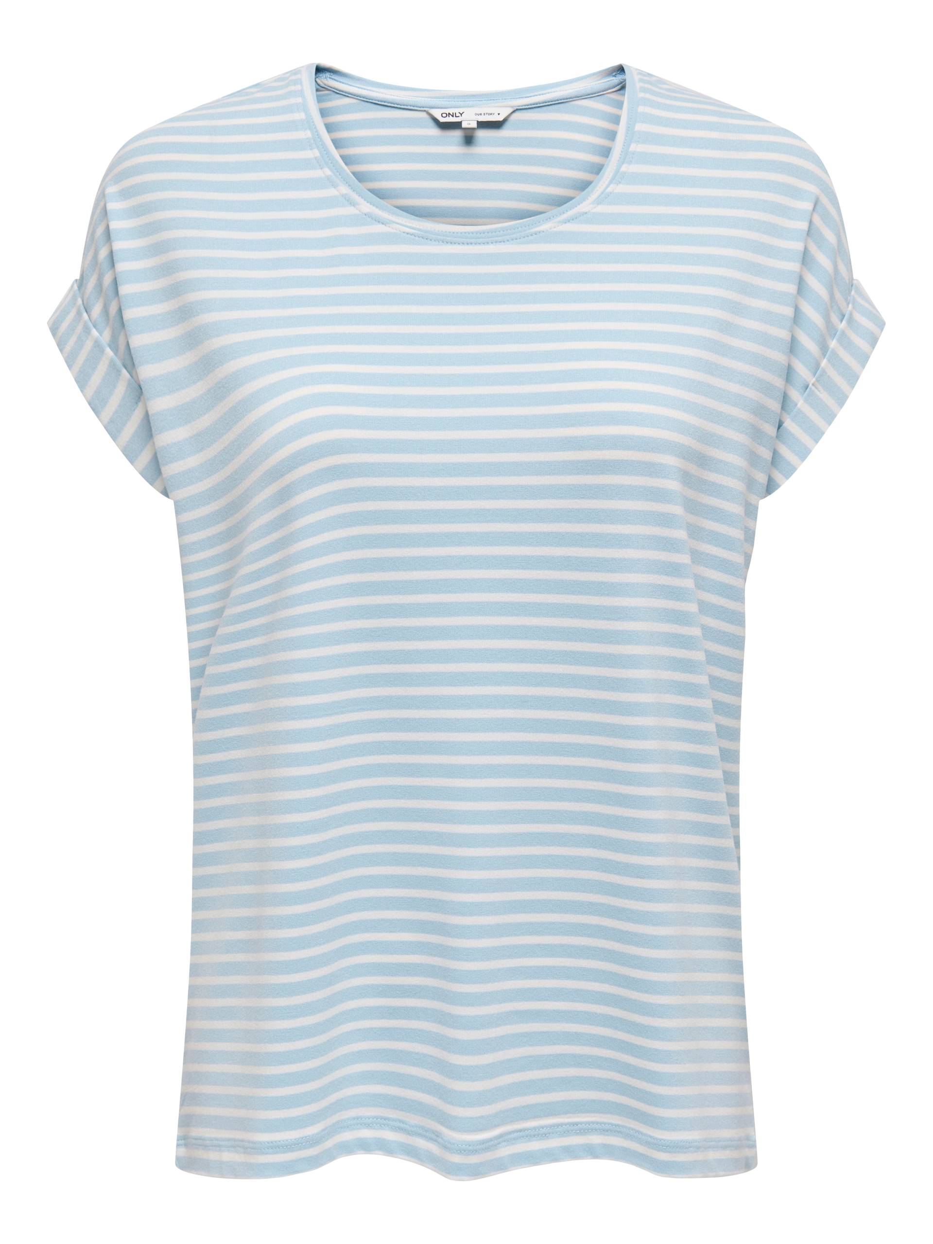 ONLY T-Shirt »ONLMOSTER STRIPE S/S O-NECK TOP JRS NOOS«, mit Aufschlag am Arm ONLY T-Shirt »ONLMOSTER STRIPE S/S O-NECK TOP JRS NOOS«, mit Aufschlag am Arm von ONLY