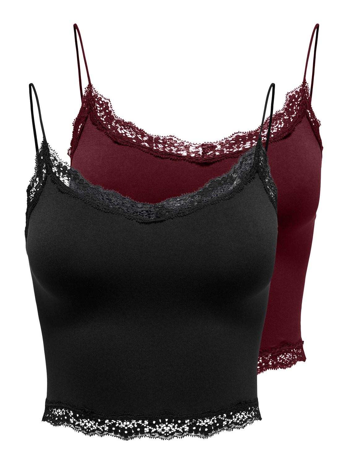 ONLY Trägertop »ONLVICKY LACE SEAML 2-PACK CROPPED TOP«, (Packung, 2 tlg.) von ONLY