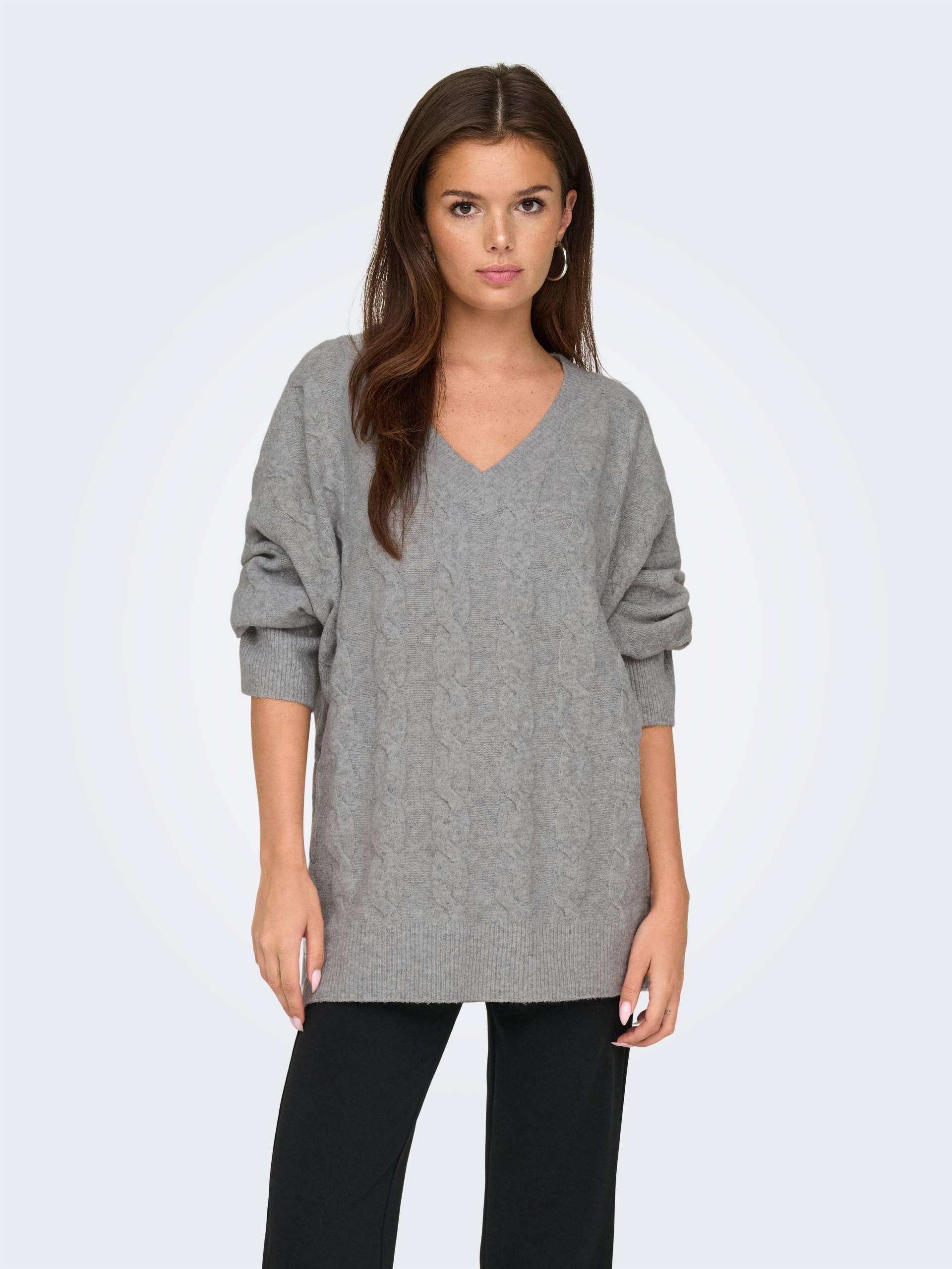 ONLY V-Ausschnitt-Pullover »ONLJEANETT LIFE L/S CABLE V-NECK CC KNT«, mit Zopfmuster von ONLY