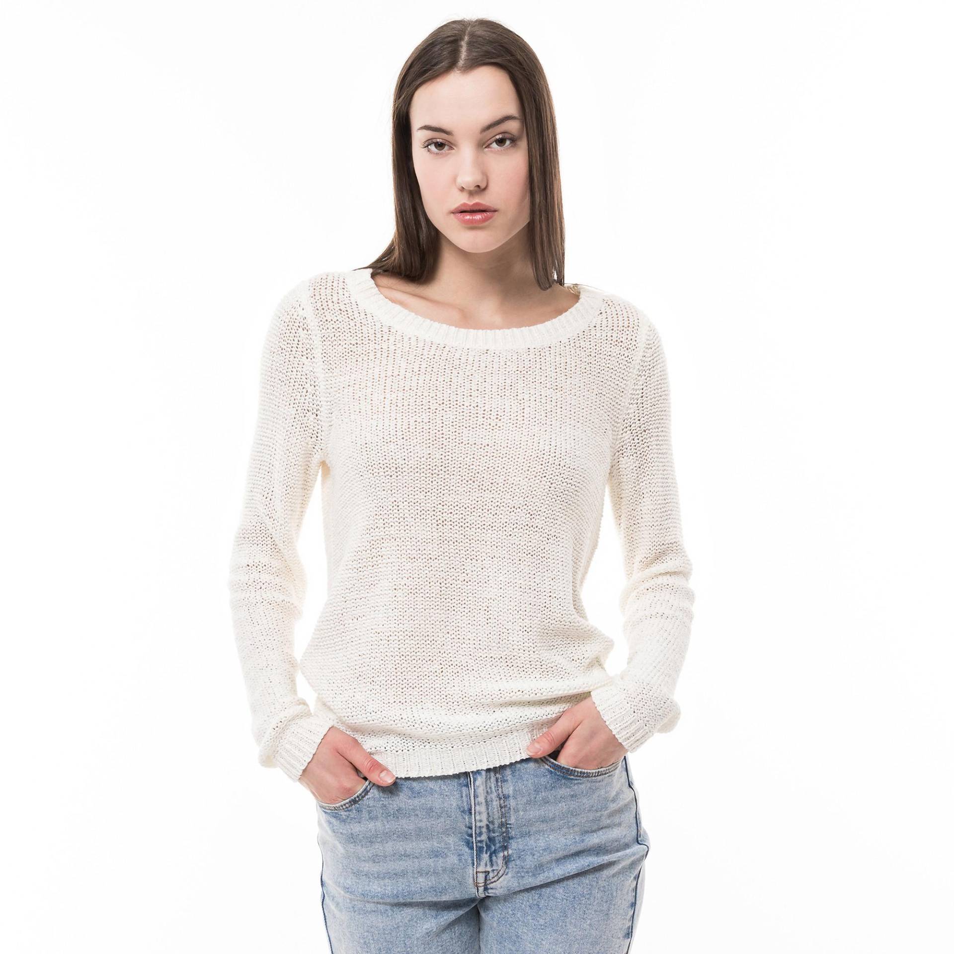 Pullover, Rundhals, Langarm Damen Ecru M von ONLY