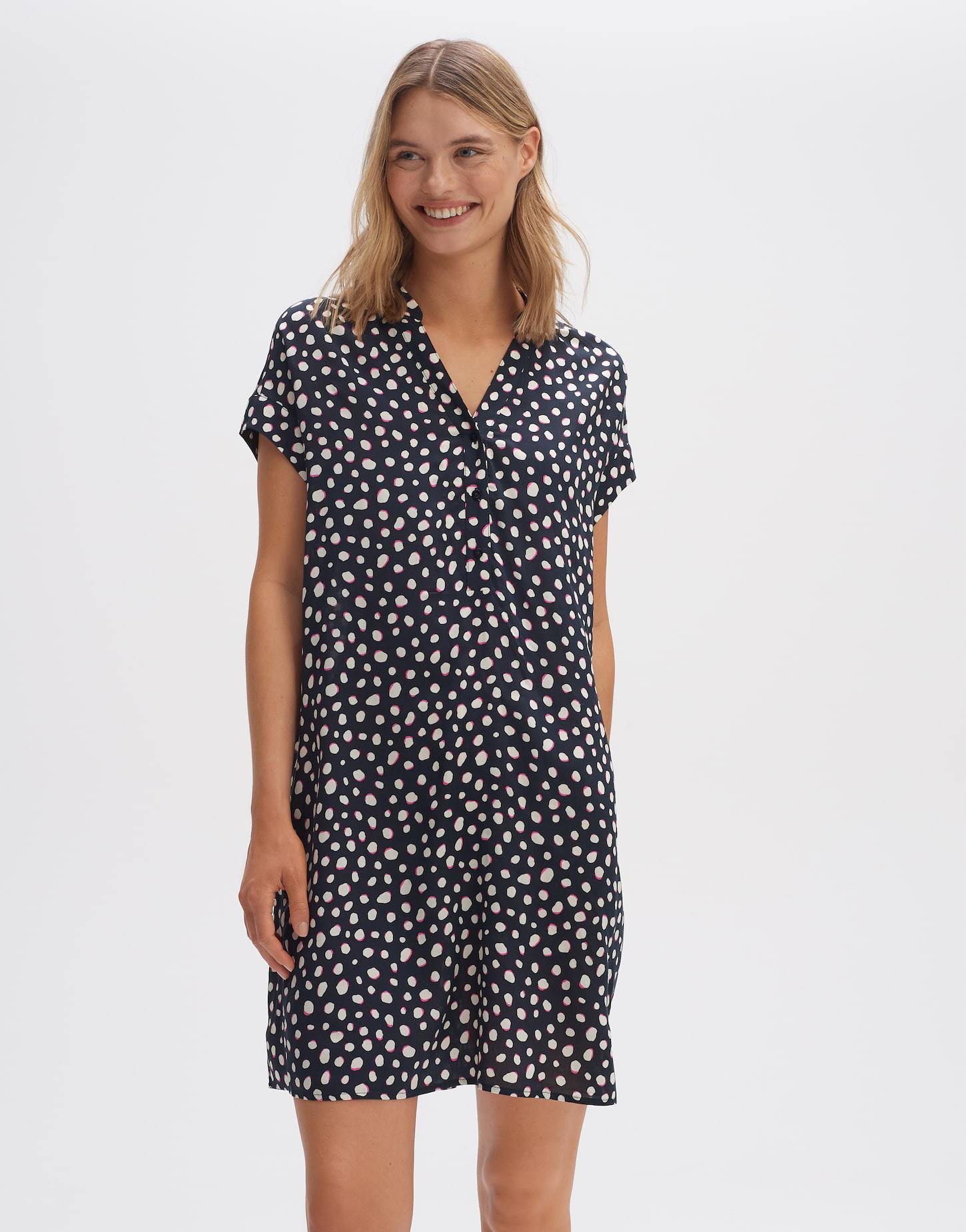 OPUS - Blusenkleid Wularo dot gerader Schnitt, für Damen, Blau, Größe 34 von OPUS