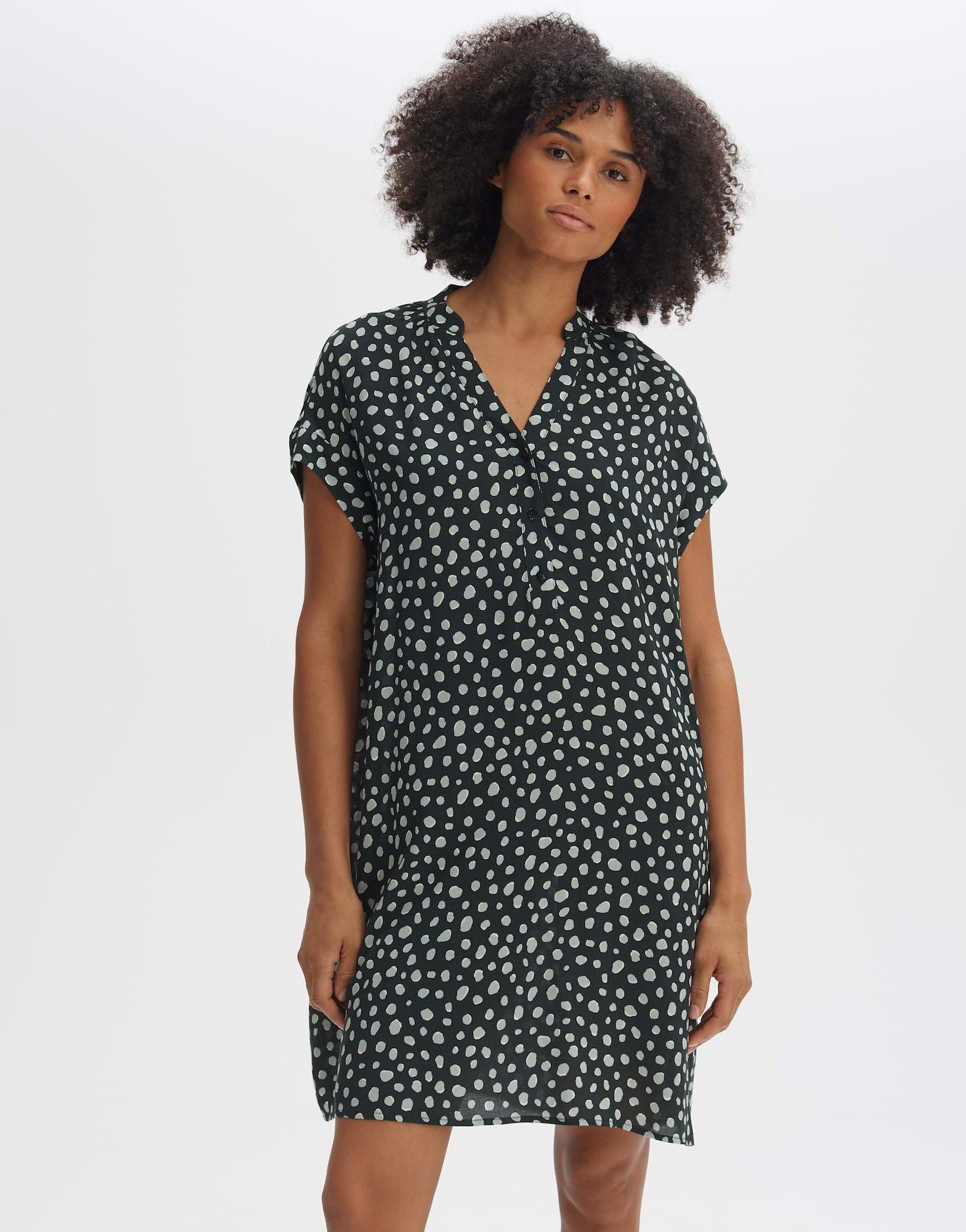 OPUS - Blusenkleid Wularo dot gerader Schnitt, für Damen, Petroleumblau, Größe 34 von OPUS