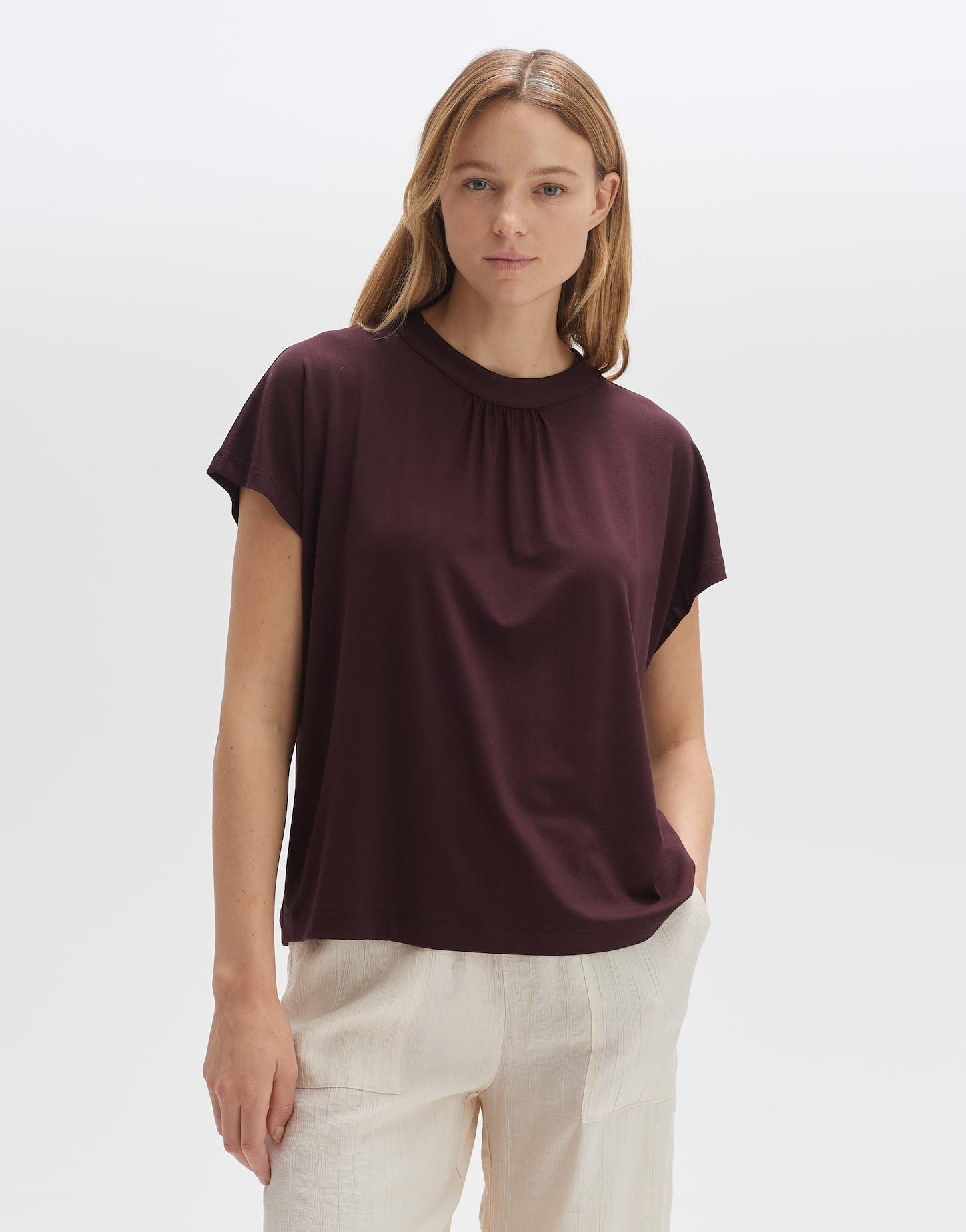 Boxy Shirt Sizorello Boxy Silhouette Damen Dunkelrot 42 von OPUS