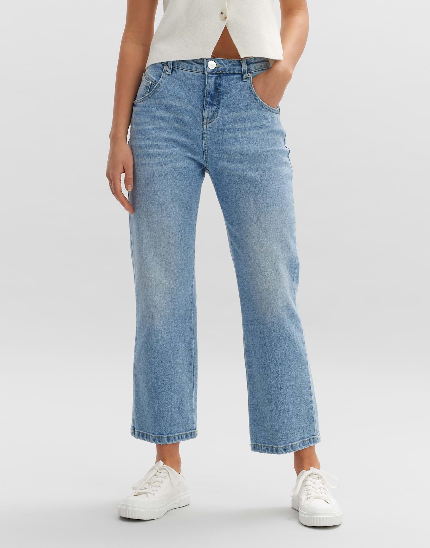 Boyfriend Jeans Lani Twist Damen Bleached Blau 38 von OPUS